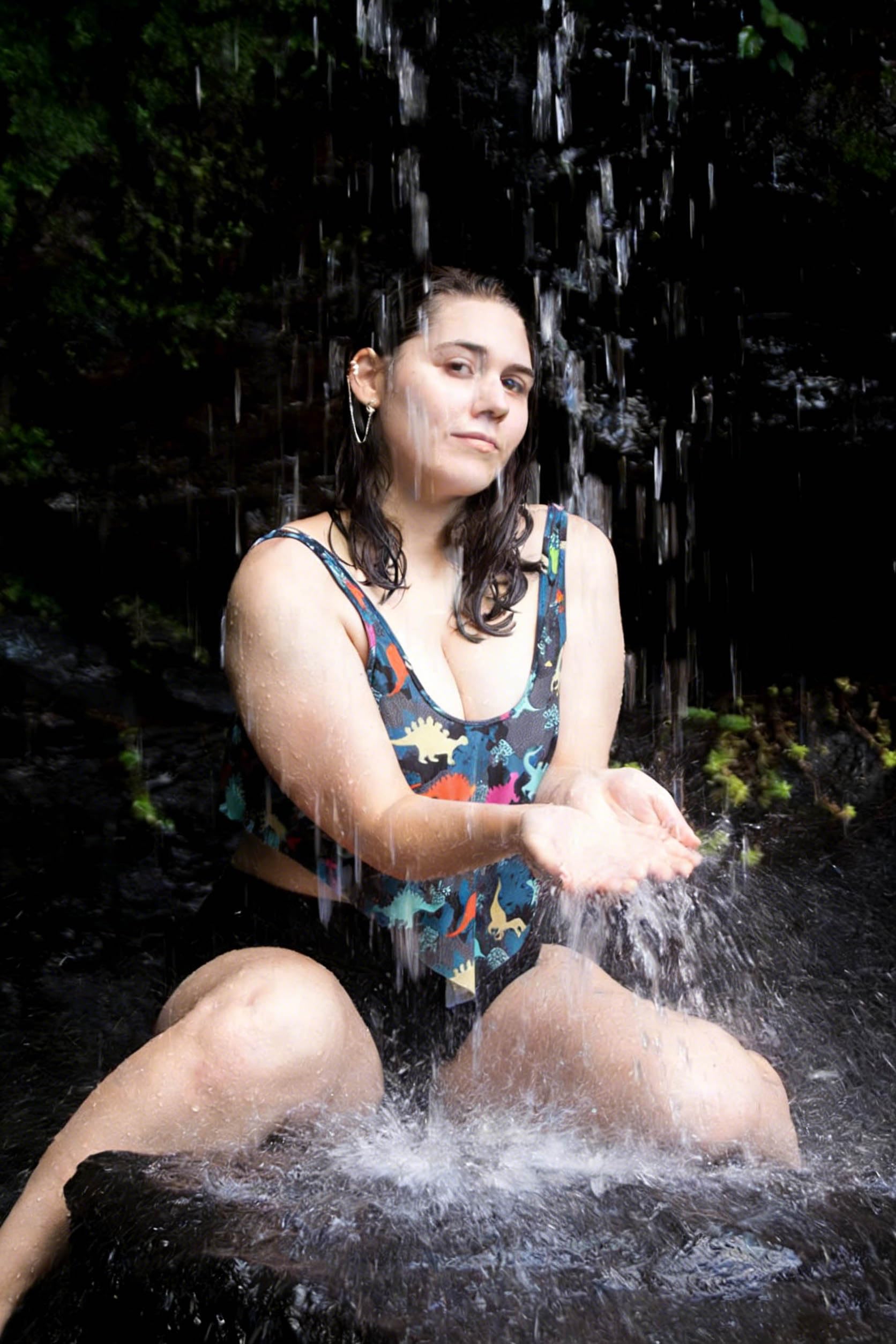 JMSUN Tankini da donna, 2 pezzi, motivo: dinosauro, balze a vita alta
