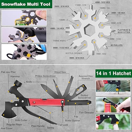 Miniatura 2 de Regalos para hombres, papá, marido, kits de supervivencia 27 en 1, accesorios de campamento, equipo táctico, equipo de pesca para camping,