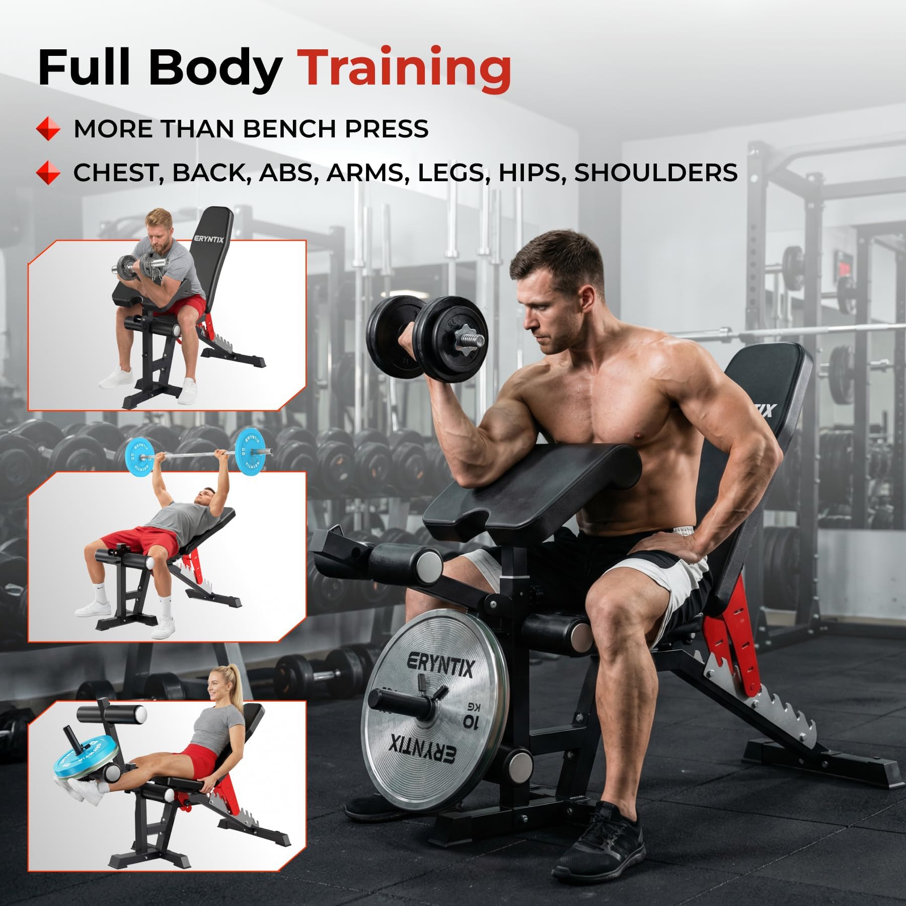 Adjustable Weight Bench,Foldable Heavy-Duty Workout Bench | 1600LBS Bench Press 21-Position Multifunctional Weight Bench with Leg Extension, Certified for Home Gym
