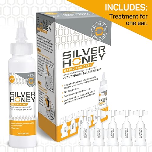 Miniatura 3 de Absorbine Silver Honey Rapid Ear Care Limpiador de oídos veterinario + tratamiento de infecciones, régimen de 10 días para 1 oreja, seguro para