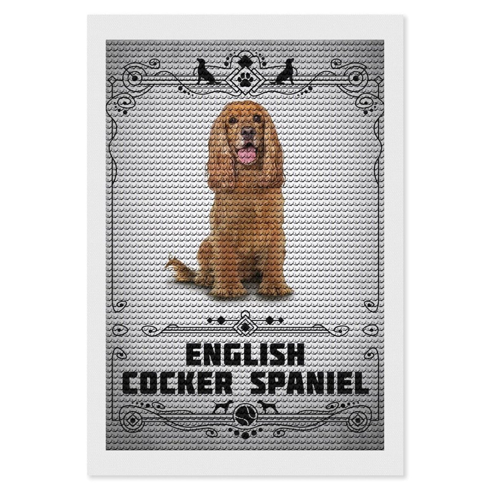 Junmoney English Cocker Spaniel Diamond Painting Canvas Kit 8"x12", Round Gems, Living Room Decor, Seasonal Gift Choice, Modern Decor