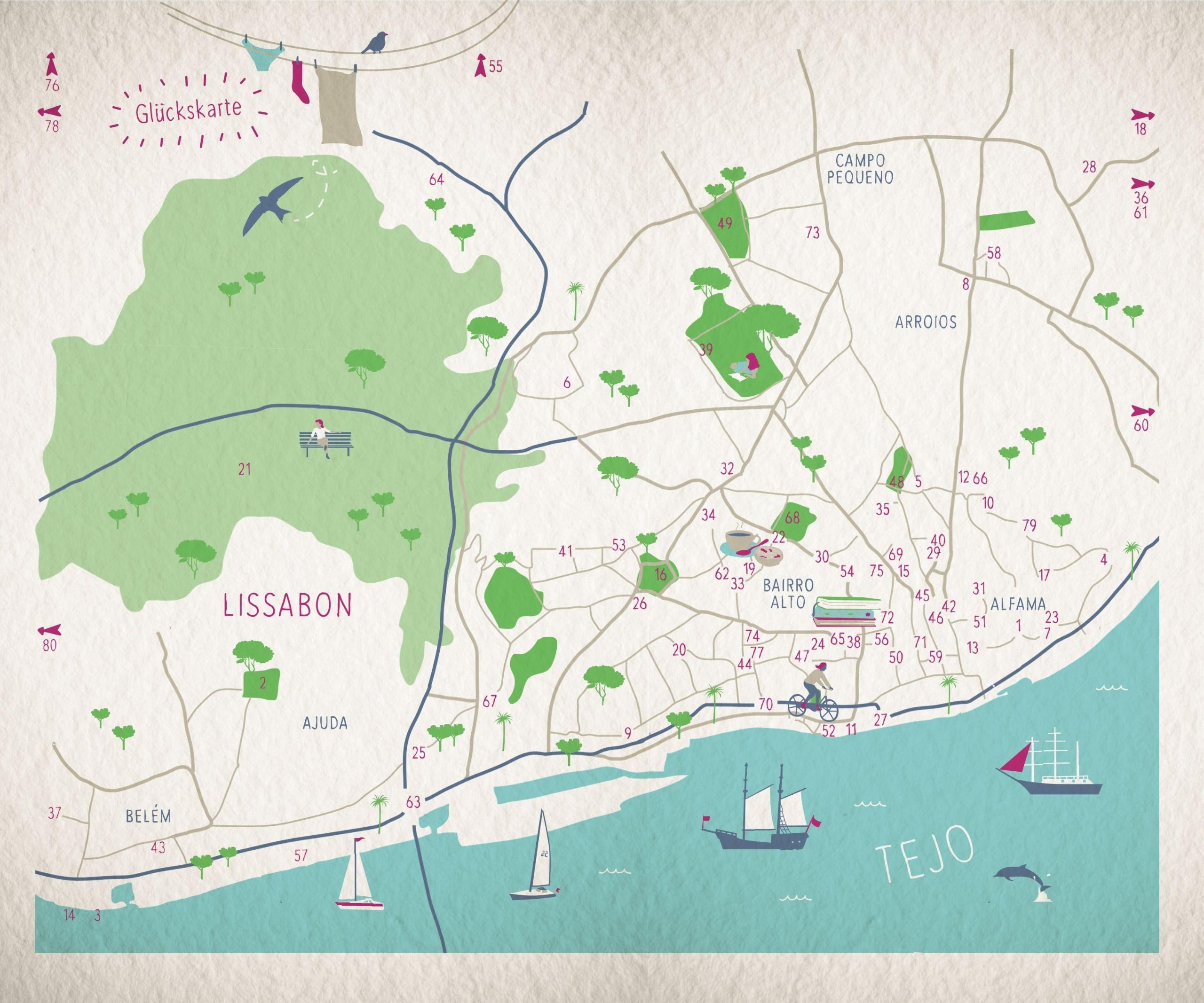 Glücksorte in Lissabon: Fahr hin & werd glücklich - mit 80 ausgewählten Highlights und Geheimtipps für besondere Entdeckungen, Ausflüge und Kurztrips