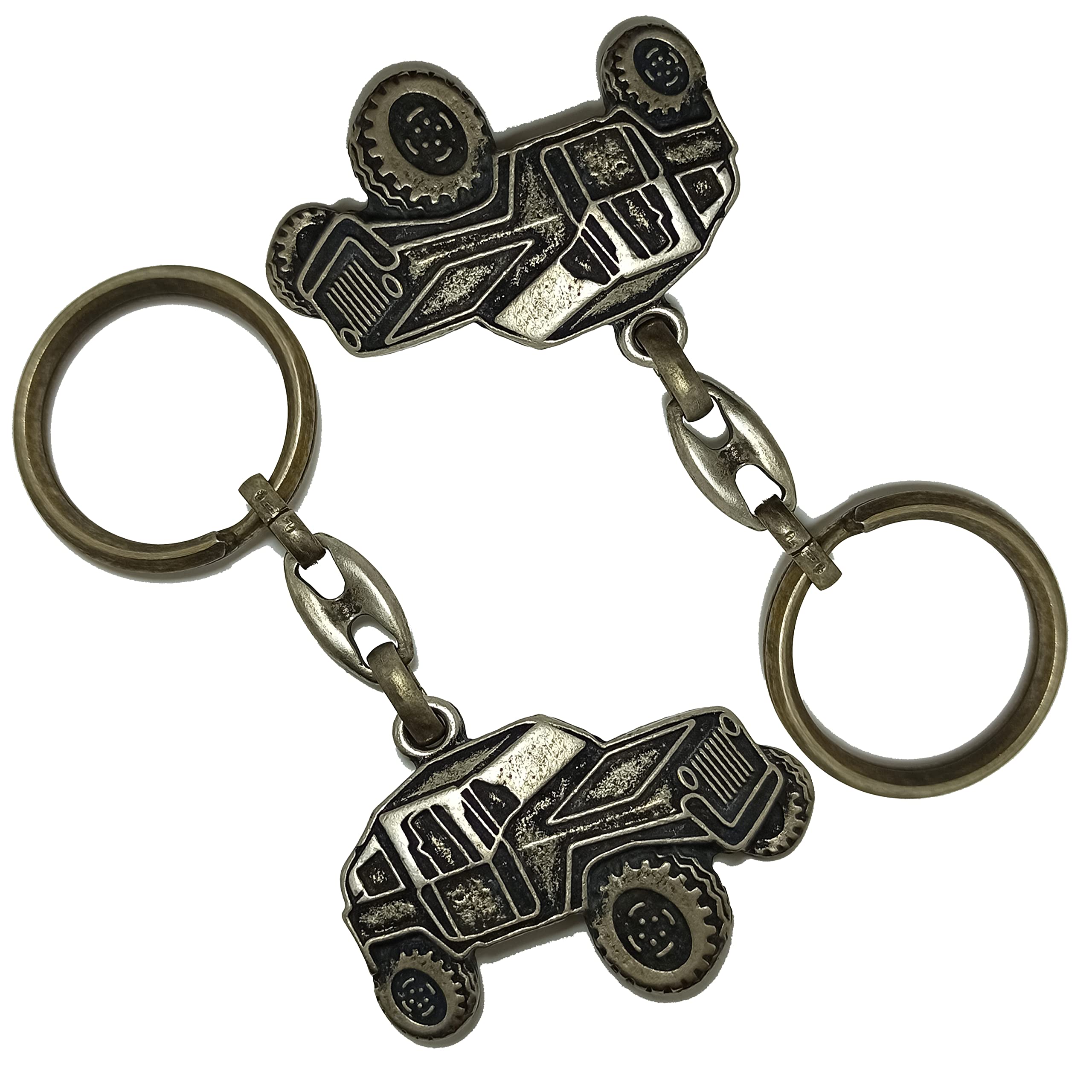 Dual Pack 4x4 Offroad Truck Off Road Car Bigfoot Truck Metal Oxide Color Key Chain Keyring Outdoor Accesory