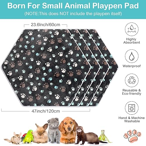 Miniatura 2 de Preboun 4 piezas de 47 pulgadas, tapete hexagonal impermeable para corralito de indias, tapete reutilizable para corralito de perros pequeños, jaula