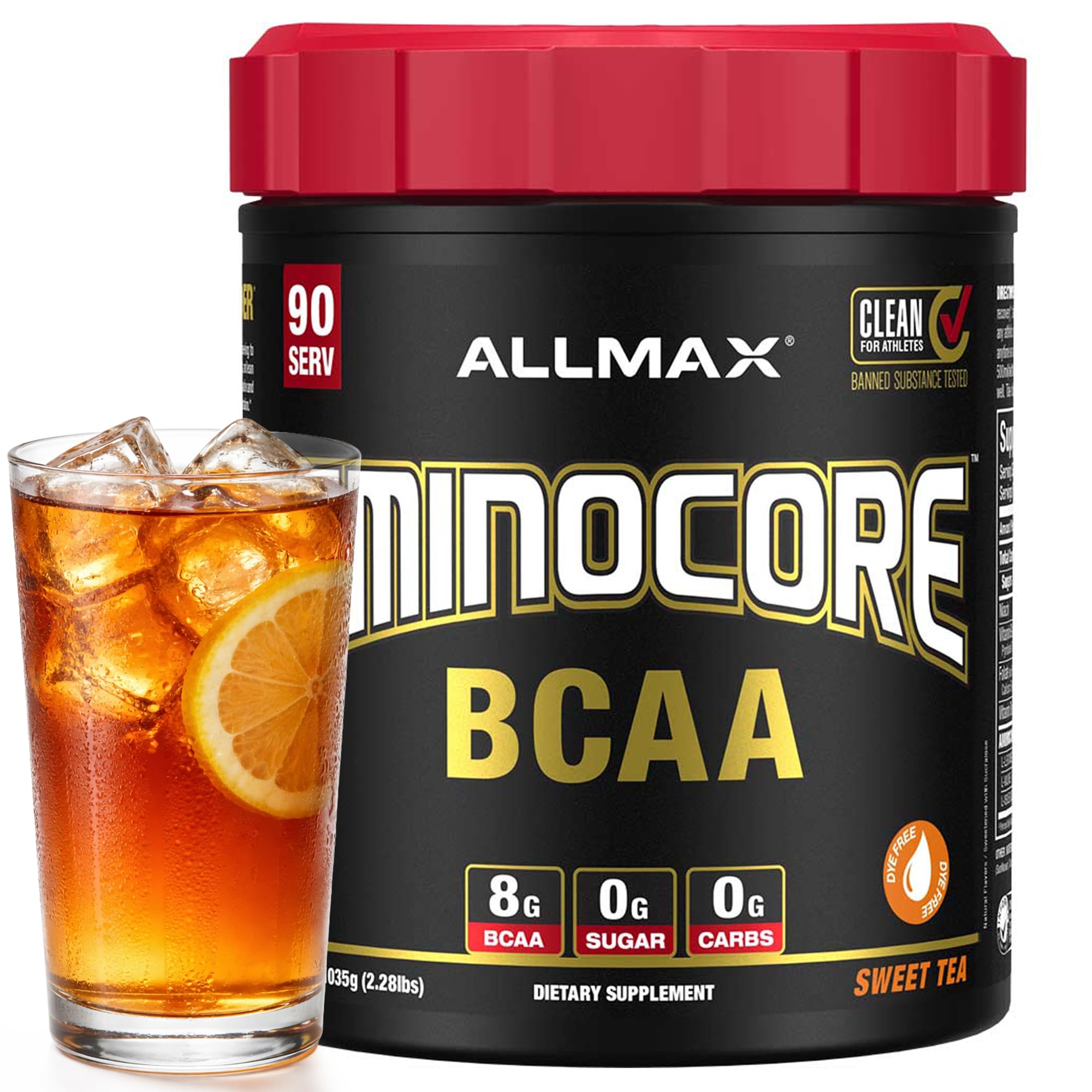 ALLMAX AMINOCORE BCAA Powder, Sweet Tea, 90 Servings, 1035 g Sweet Tea 2.08 Pound (Pack of 1)