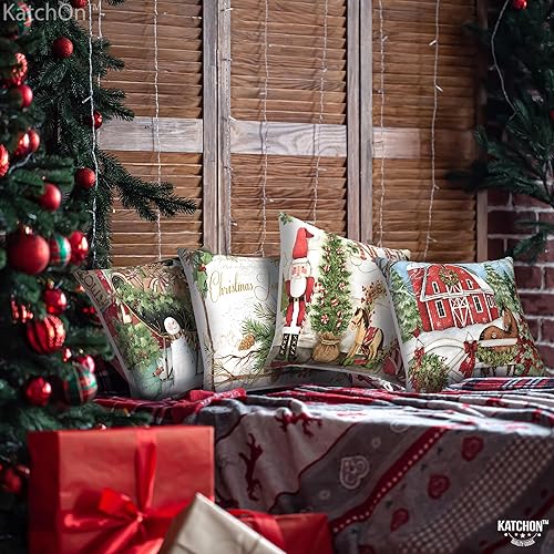 Miniatura 4 de KatchOn, Fundas de almohada navideñas de 18 x 18 pulgadas, paquete de 4, fundas de almohada de granja, fundas de almohada de vacaciones, fundas de