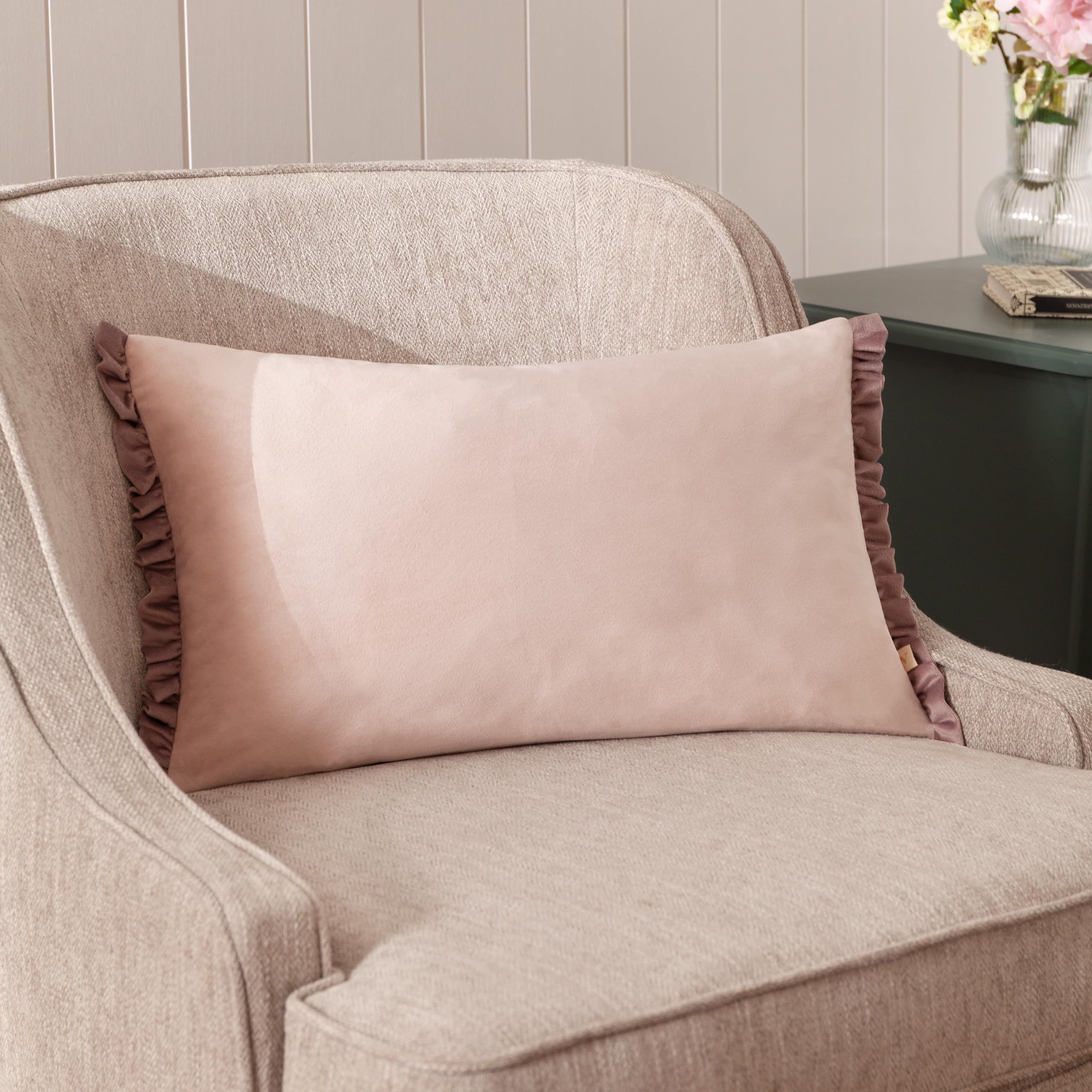 Wylder Velvet Cushion 30 cm x 50 cm Pale Pink
