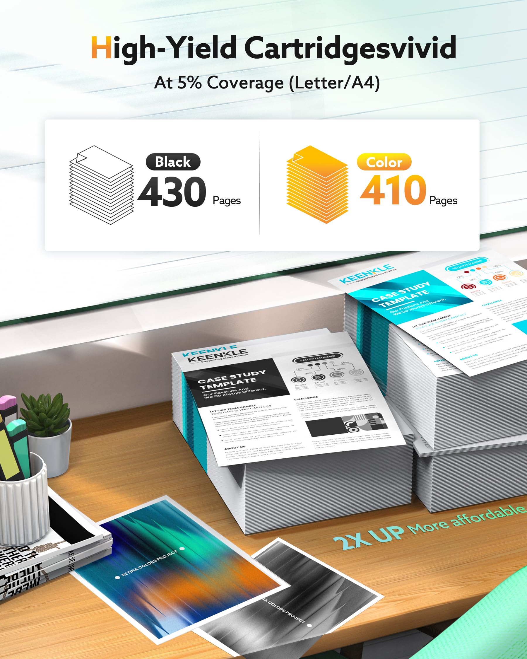 KEENKLE PG-575XL CL-576XL Cartucce d'inchiostro Sostituzione per Canon 575 576 XL per Pixma TR4755i TS3550i TR4756i TS3750i TS3551i TS3751i TS3752i TR4750i TR4751i (1 Nero, 1 Tri-Colore) - 4