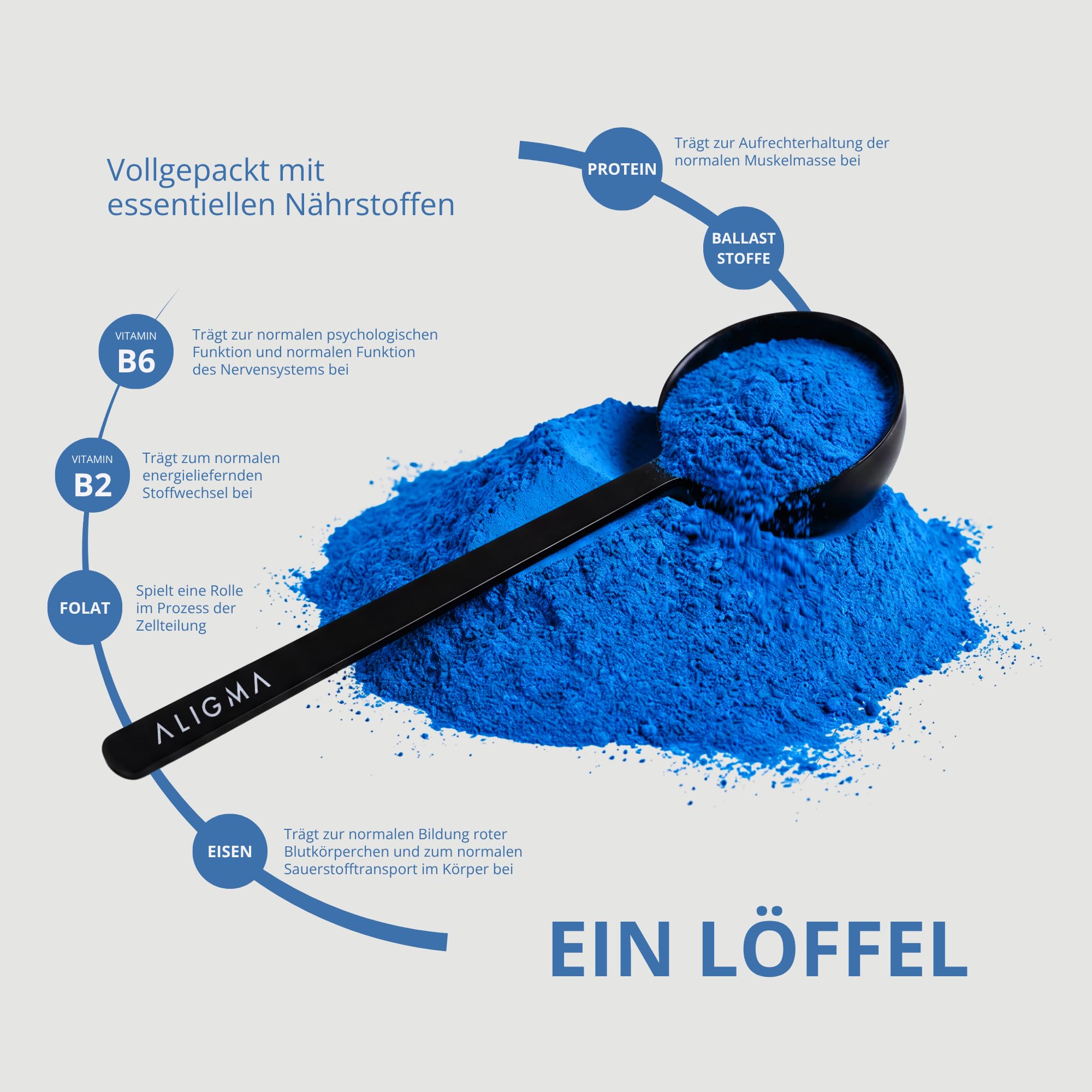 Aligma Bio-Spirulina-Pulver blau 75 Gramm | 100% natürliches Phycocyanin für Smoothies – leuchtend blauer Lebensmittelfarbstoff und proteinreicher Inhaltsstoff | Wiederverschließbare Verpackung
