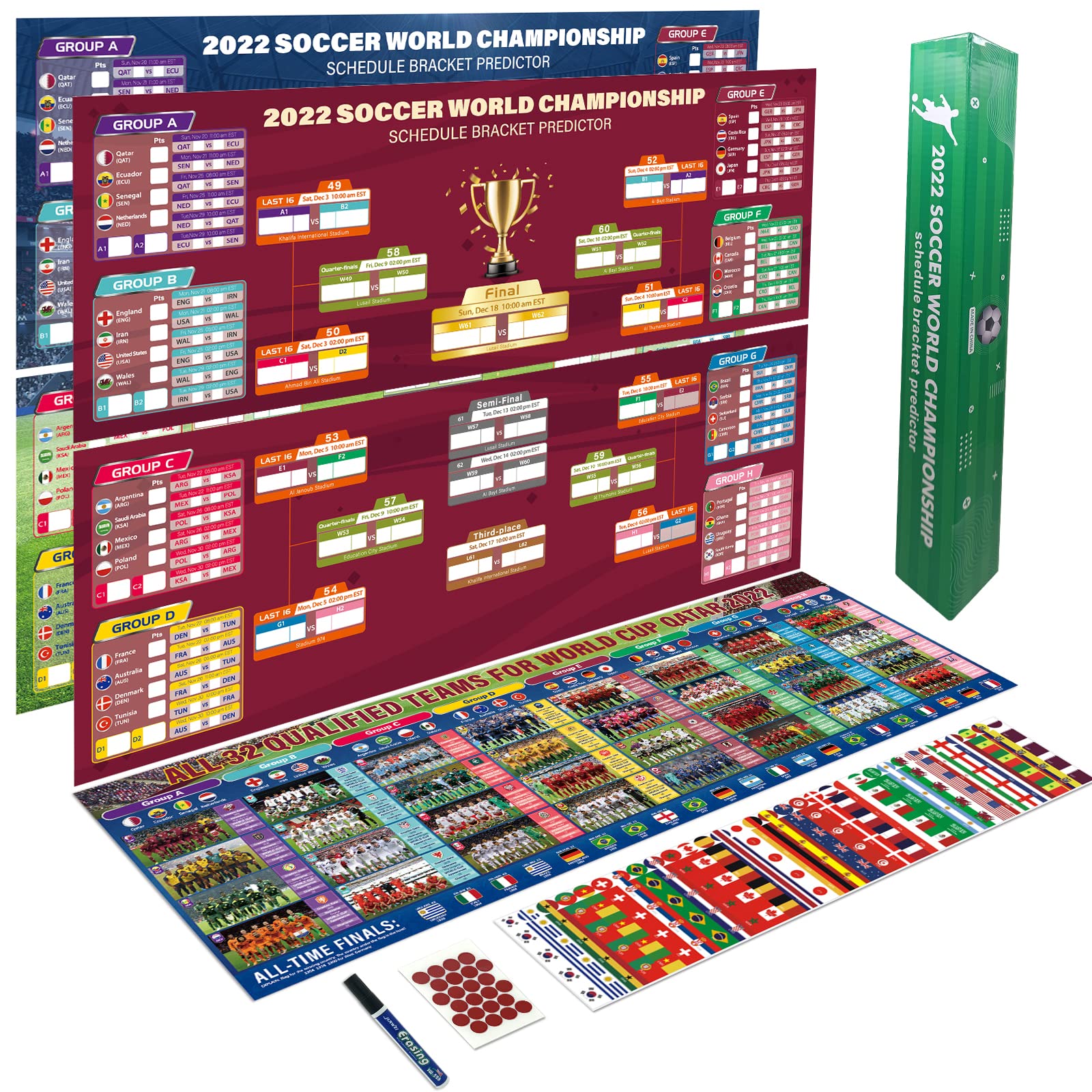 Buy 2022 World Cup Soccer Game Wall Chart , 25" x 35" Dual Sides World