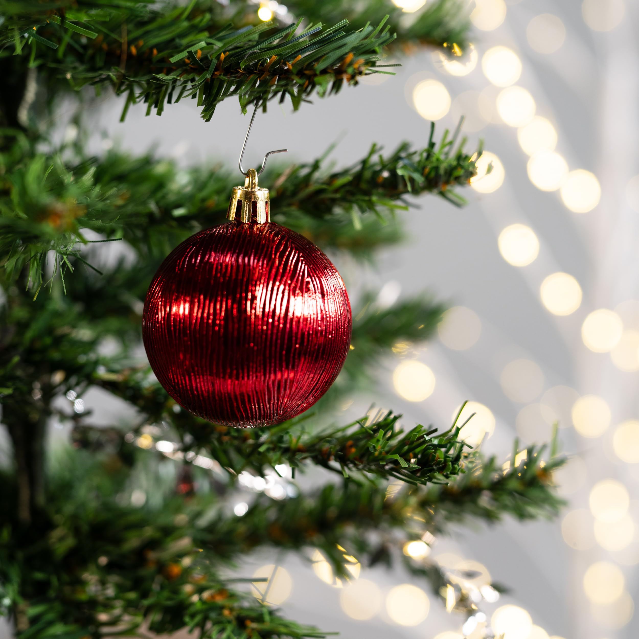 Kunststoff Weihnachtskugel rot 4 Sets - 136 Stück Ø 6cm Deko Kugel Christbaumschmuck Mix Glitzer Matt Gemustert Glänzend
