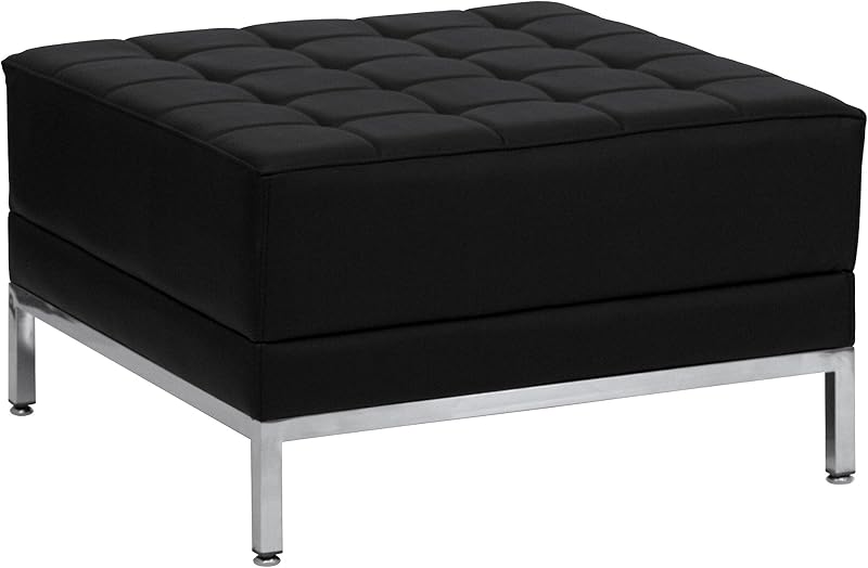 Flash Furniture Hercules LeatherSoft Ottoman, Black | Contemporary, Durable Construction, Commercial Use
