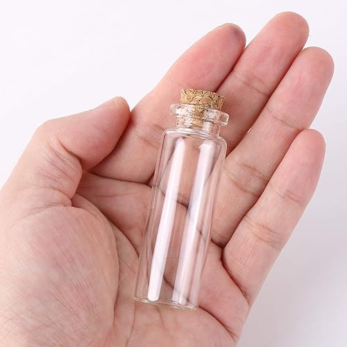 Miniatura 2 de MaxMau 24 juegos de botellas pequeñas de vidrio de 0.5 fl oz con tapones de corcho, pequeños frascos para recuerdos de boda, manualidades,