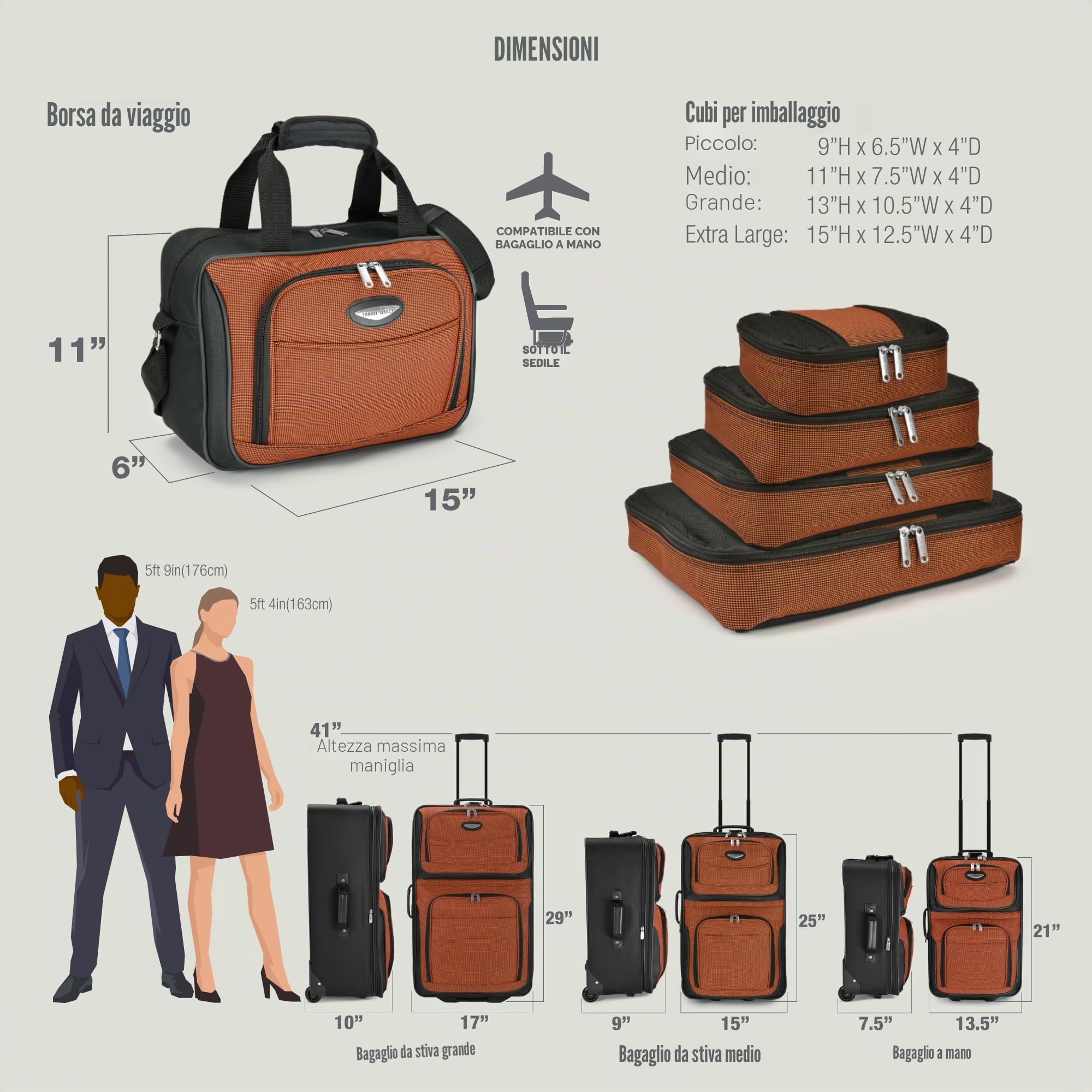 Travel Select Amsterdam - Trolley verticale espandibile, Marina Militare, 8-Piece Set, Set da 2 pezzi
