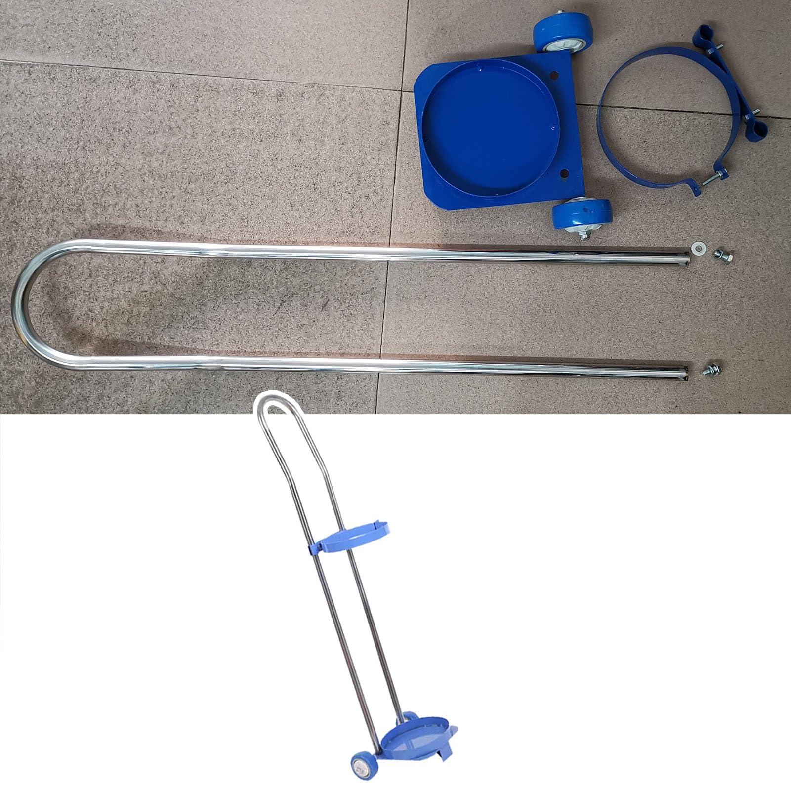 WQPMNYG Portable Oxygen Tank Holder - Metal Gas Cylinder Carrier Dolly for 10L, 15L, 20L Tanks - Rolling Hand Cart for Nitrogen Storage - 95cm (37 3/8") Fixed Holder