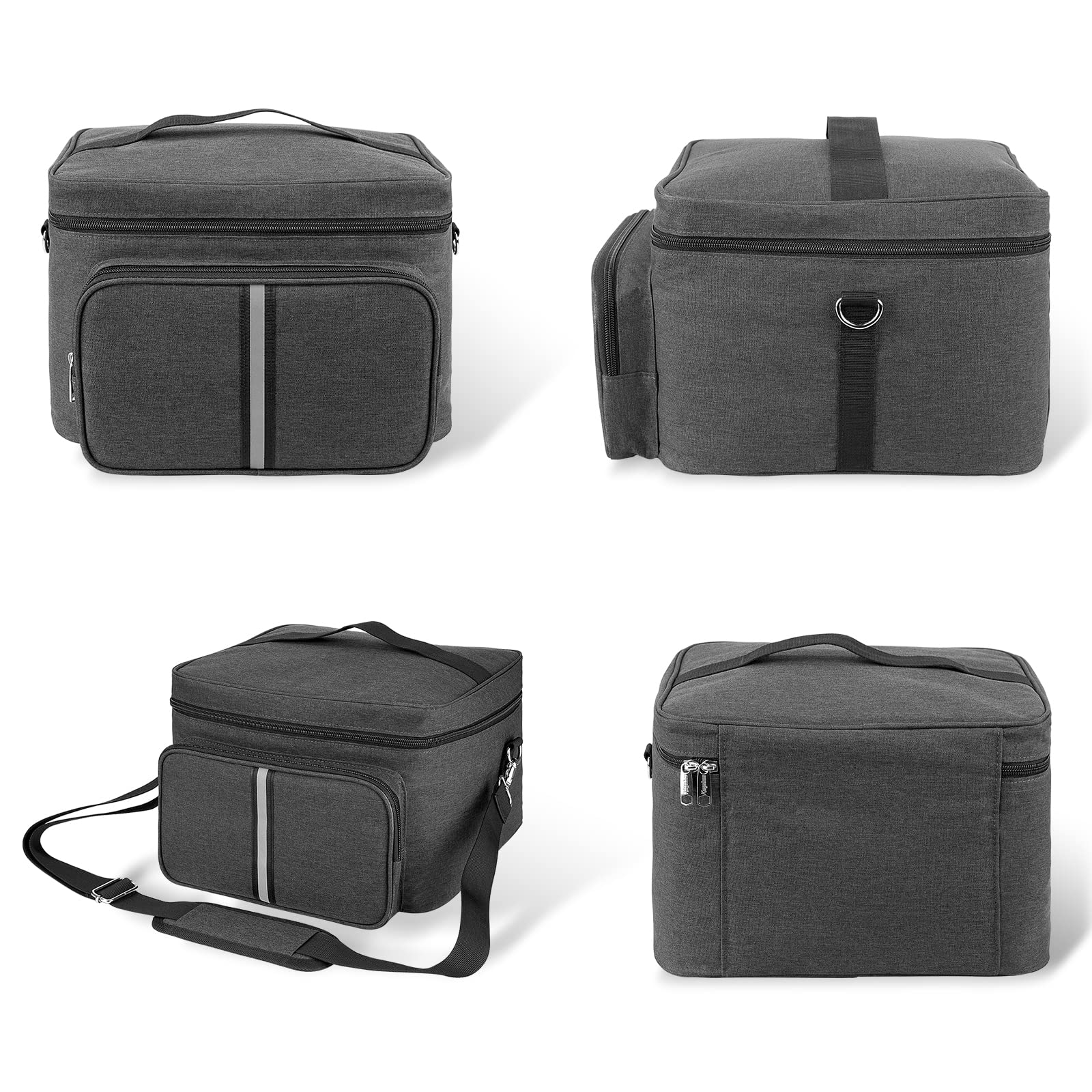 Kingshion Toaster Bag Compatible with 4 Slice Toasters, Portable Storage Bag with Zipper for Most 4-Slice Toasters and Accessories (Dark Grey)