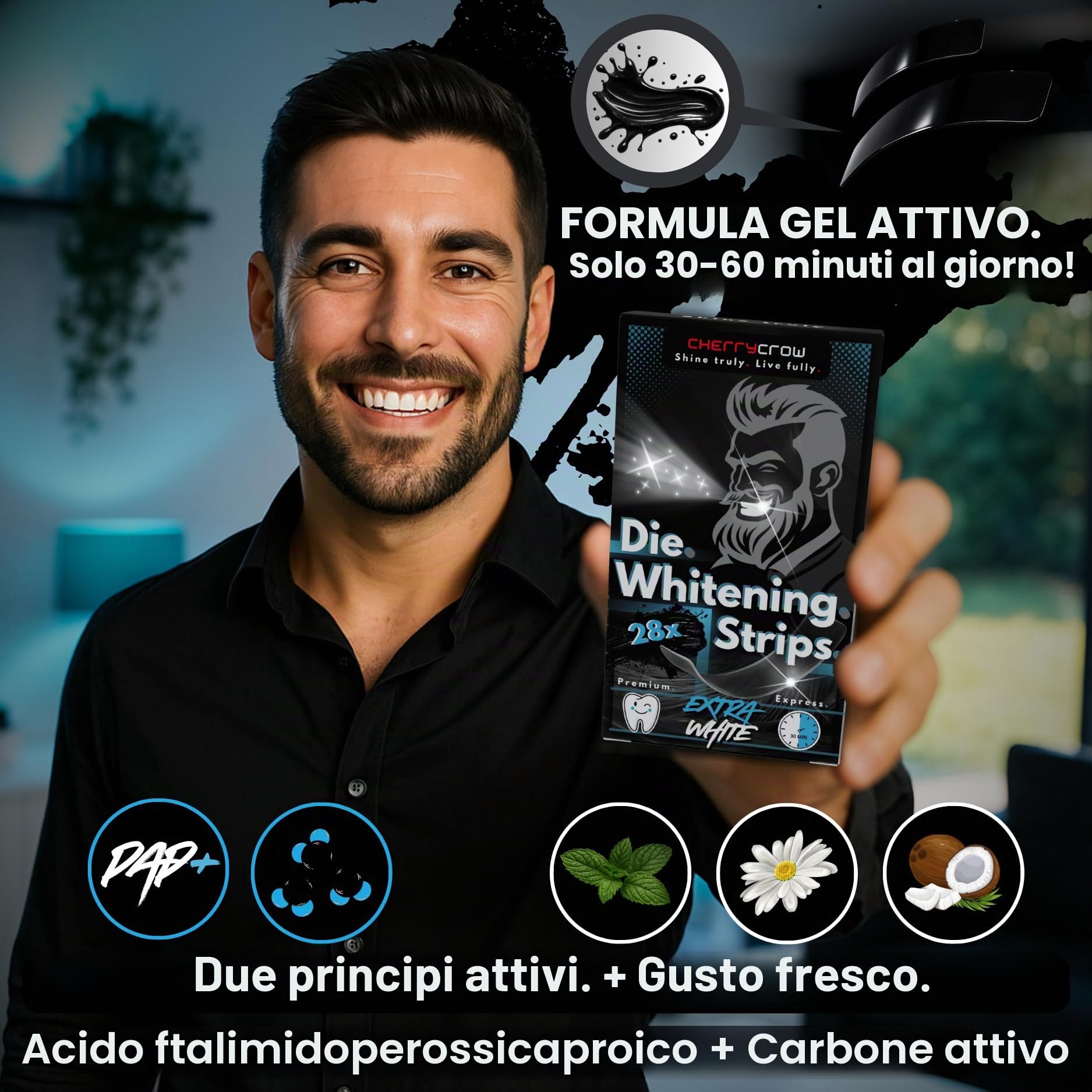 Le strisce sbiancanti | Strisce sbiancanti dei denti (28 strisce) per denti extra bianchi | Strisce sbiancanti denti professionali | Formula 2025 Pure White | Trattamento Teeth Whitening Express con