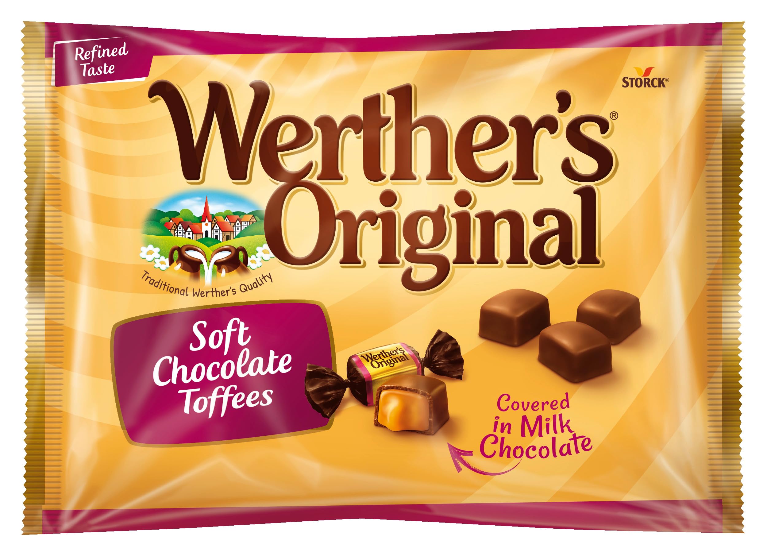 Caramelos werther´s original de toffe recubiertos de chocolate blandos bolsa 1 kg