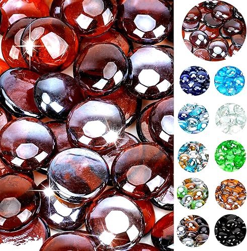 onlyfire Cuentas de vidrio planas para hoguera de propano, rocas de vidrio reflectantes de 12 pulgada, canicas planas de 10 libras para chimenea de