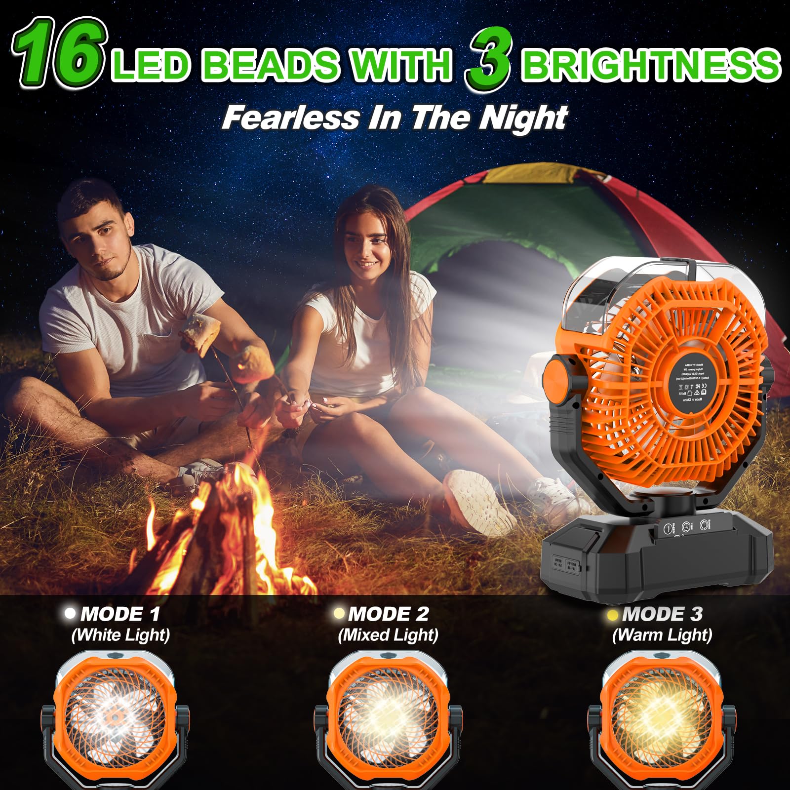 Camping Ventilador con Nebulizador,20000 mAh Recargable Vibración Automática Ventiladors para Tienda de Campaña al Aire Libre con Remoto,Ventilador de Escritorio USB de 5 Velocidades para Pesca,Picnic