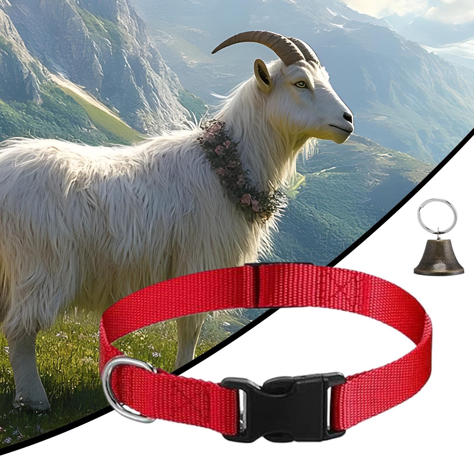 Collier de Chèvre pour Concours | Collier Réglable en Nylon pour Mouton,Cloche d'Alpage Sonore Anti-Perdition pour Les Vaches, Les Chèvres de Compagnie, Les Troupeaux, l'Entraînement