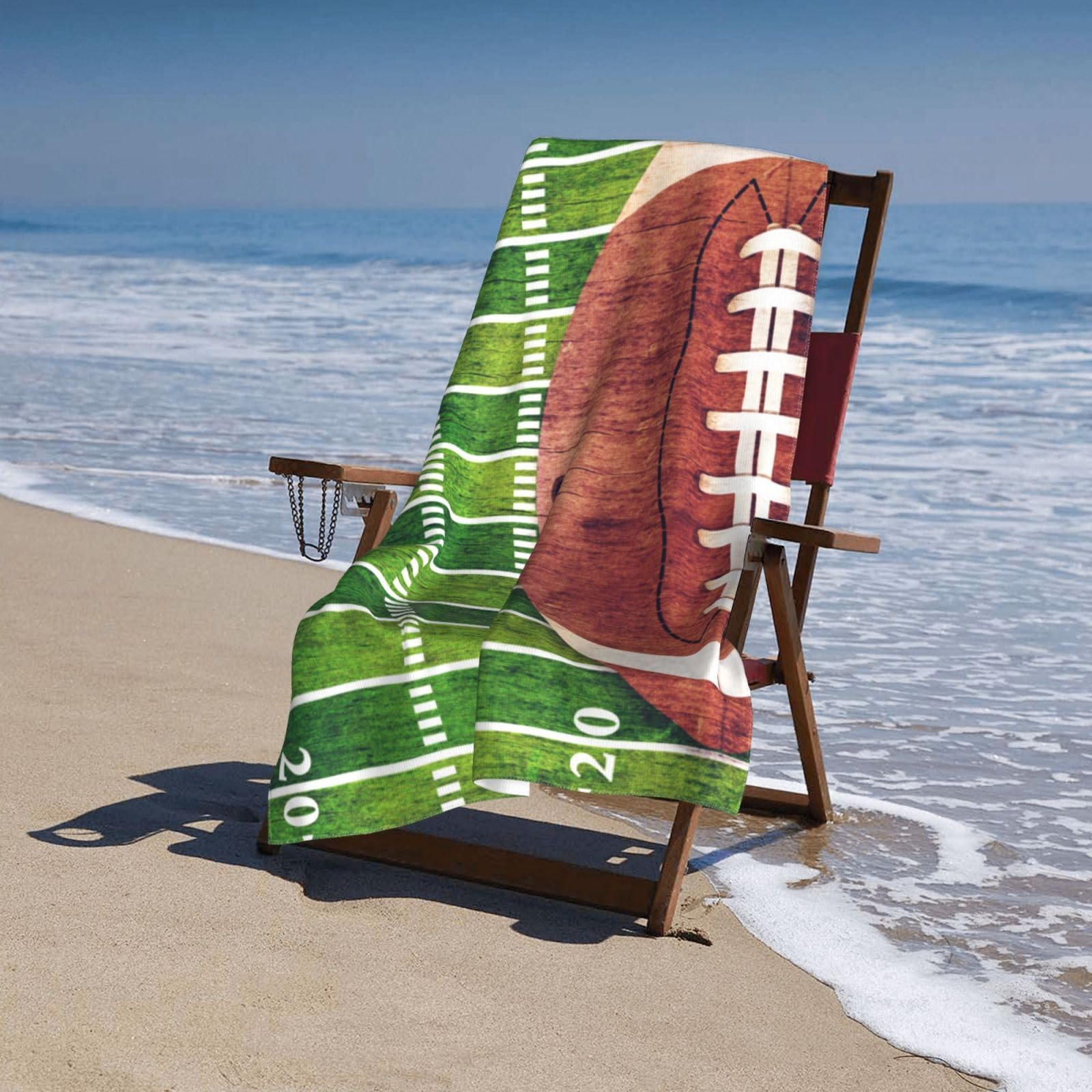 Toalla de playa retro de fútbol americano, toalla de playa de microfibra de secado rápido para baño, toallas de playa suaves sin arena, esenciales de verano, viajes, natación, decoración,