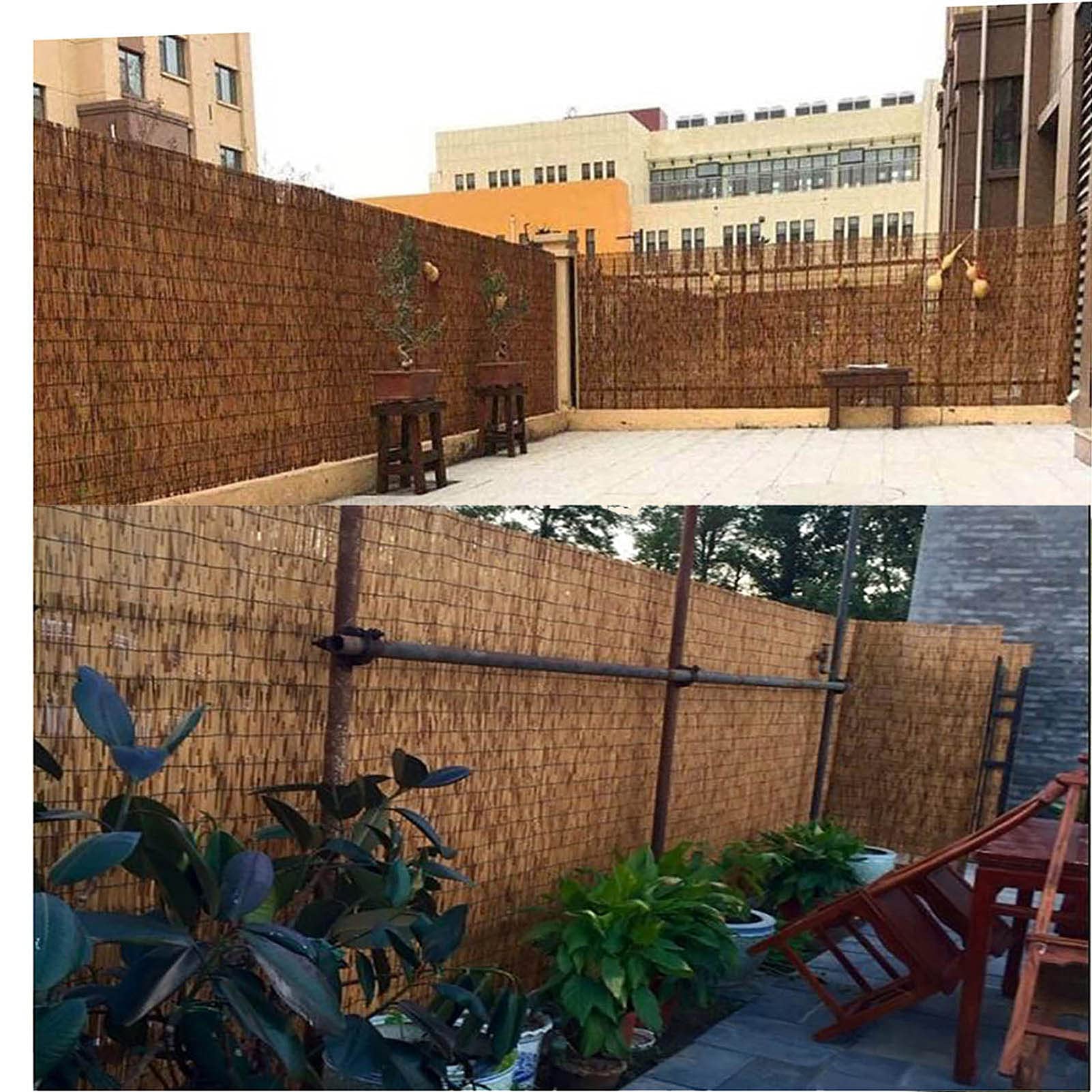 Bambus-Balkon-Sichtschutzzaun-Rolle für den Außenbereich, Gartendekoration, 1,2 m hoch, Verdunkelung, Schilf-Wandverkleidung, ideal für Wohnung, Terrasse, Galeriewand und mehr, 60 cm hoch