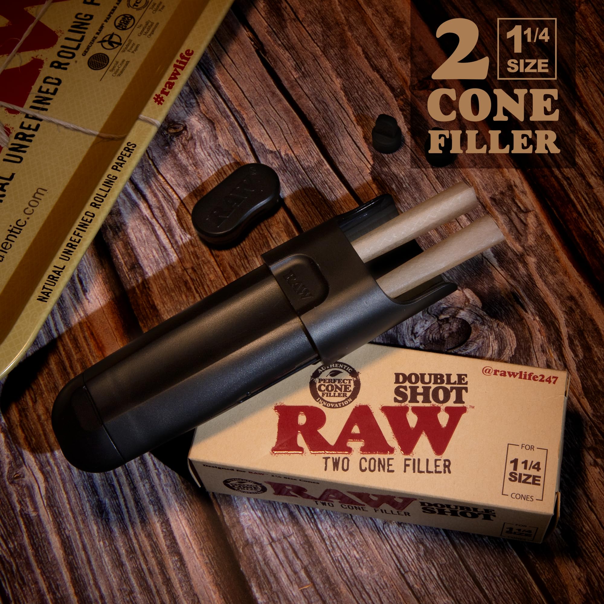 Amazon.com: RAW Double Shot 2 Cone Filler for Pre-Rolled Cones 1-1/4