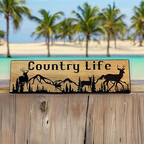 Miniatura 3 de Sign - BLACK - Country Life Deer Mountain Scene - 4x12