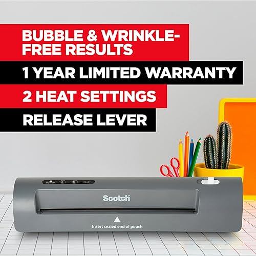 Miniatura 2 de Scotch Paquete de laminadores térmicos y bolsas sistema de 2 rodillos laminado de hasta 9 pulgadas de ancho TL901X con bolsas de laminación Scotch