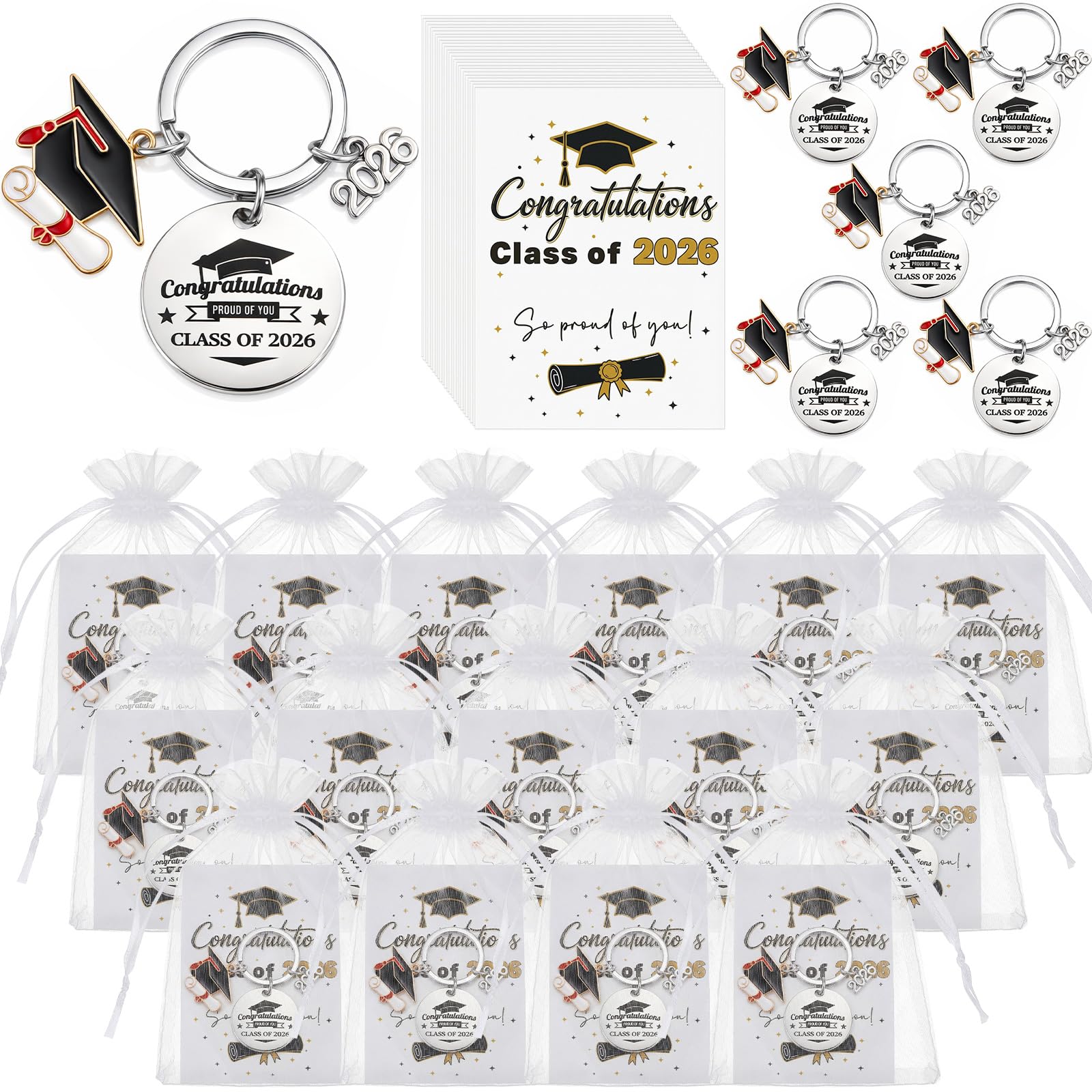 Namalu 30 Set End of Term School Leavers Gifts, Class of 2026 Teacher Gifts for Students, Motivational Graduation Keychain Bulk for Pupils from Teachers (Class of 2026)