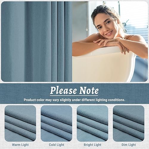 Miniatura 5 de Cortina de ducha y forro sin gancho, cortina de ducha texturizada de poliéster con forro a presión, impermeable y lavable para baño, 71 pulgadas de