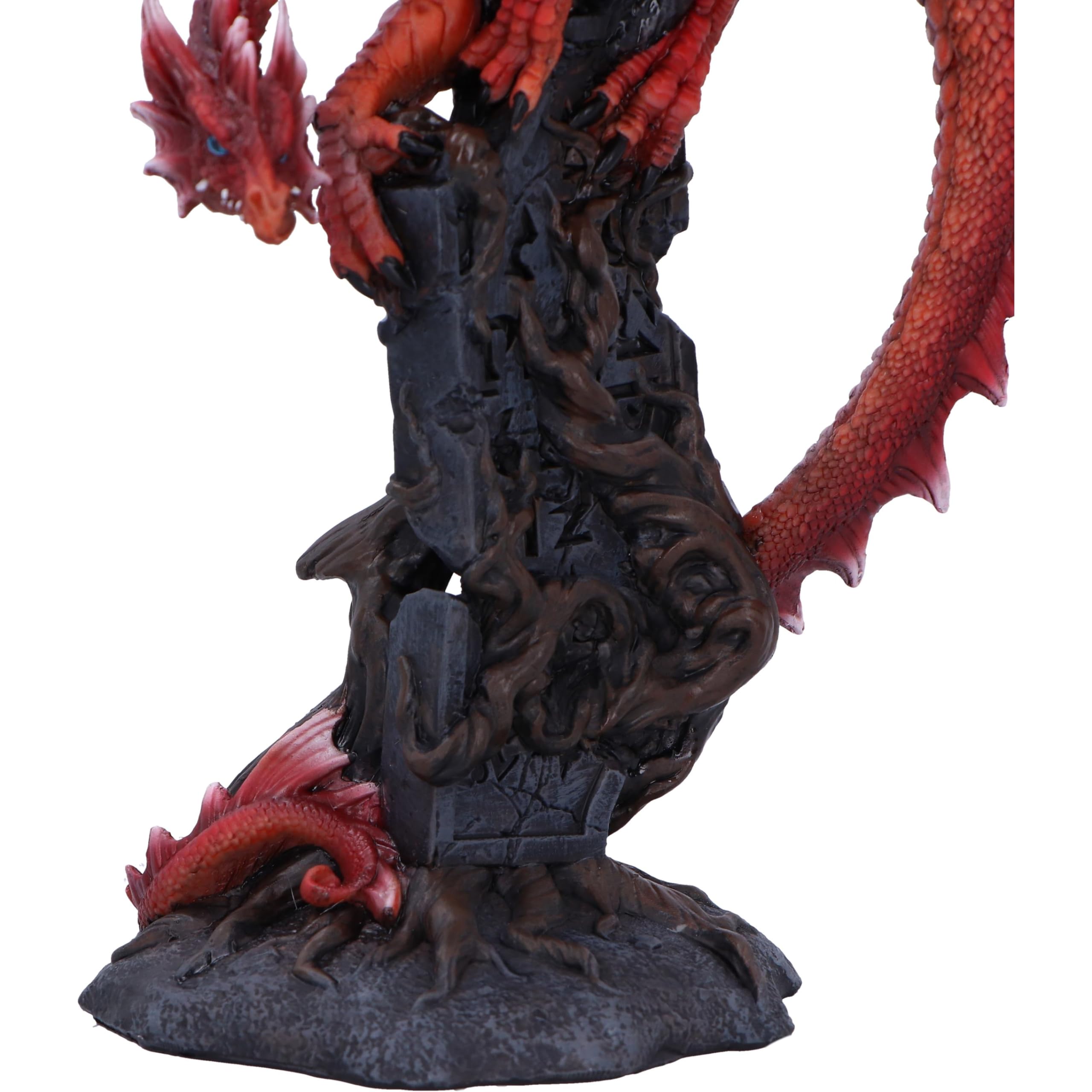 Nemesis Now Figura di radici draconiche 28,5 cm, resina, drago rosso su pietra, ornamento drago rosso, regalo da collezione, fuso in resina di alta qualità, sapientemente dipinto a mano