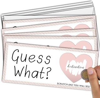 5 Set Guess What Surprise Scratch Card, Surprise Revealed Card, 3 x 8 Inches Scratch off Cards, Personalized Cards, Travel Gift Cards for Birthdays, Holidays, Weddings and Anniversaries(Pink)-B18