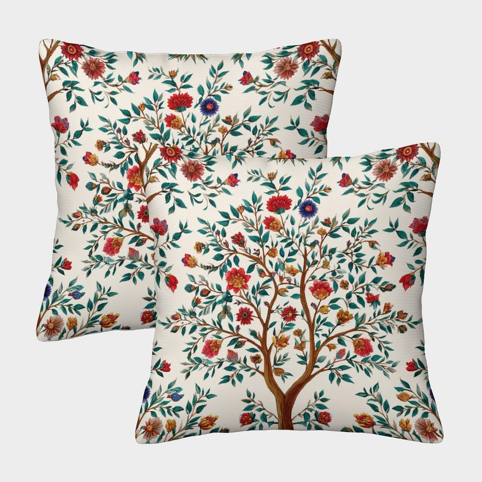 kaiyun 2 Pack Beautiful Flowers And Trees 3D Cushion Cover Pillow Cover Sofa Outdoor Decoration Square 40x40cm