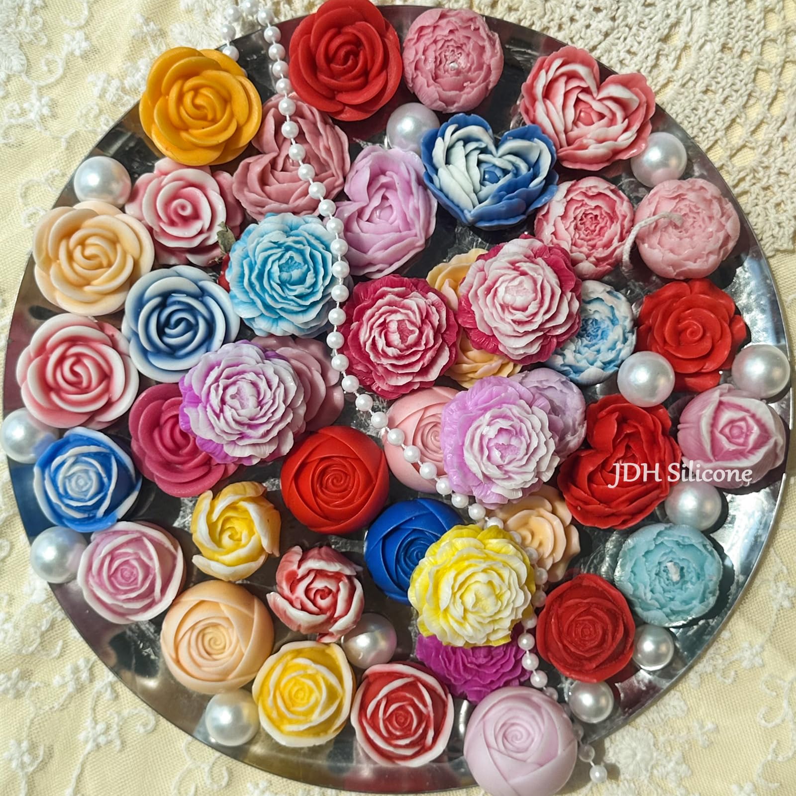 Zestaw silikonowych foremek do świec, 6 sztuk, płatki róży 3D, fondant, formy silikonowe do mydła, świec, ciasta, do czekolady, słodyczy, wypieków, deserów