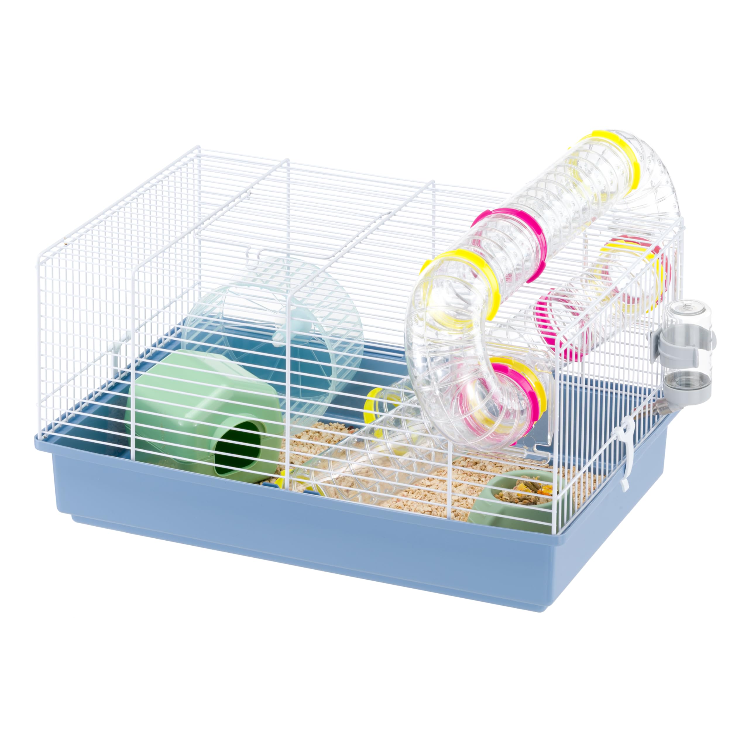 Ferplast Gabbia Roditori Paula per Criceti, in Metallo, Accessori Inclusi: Mangiatoia, Beverino, Casetta, Ruota, Set Tubi. 46x29,5xh24,5cm