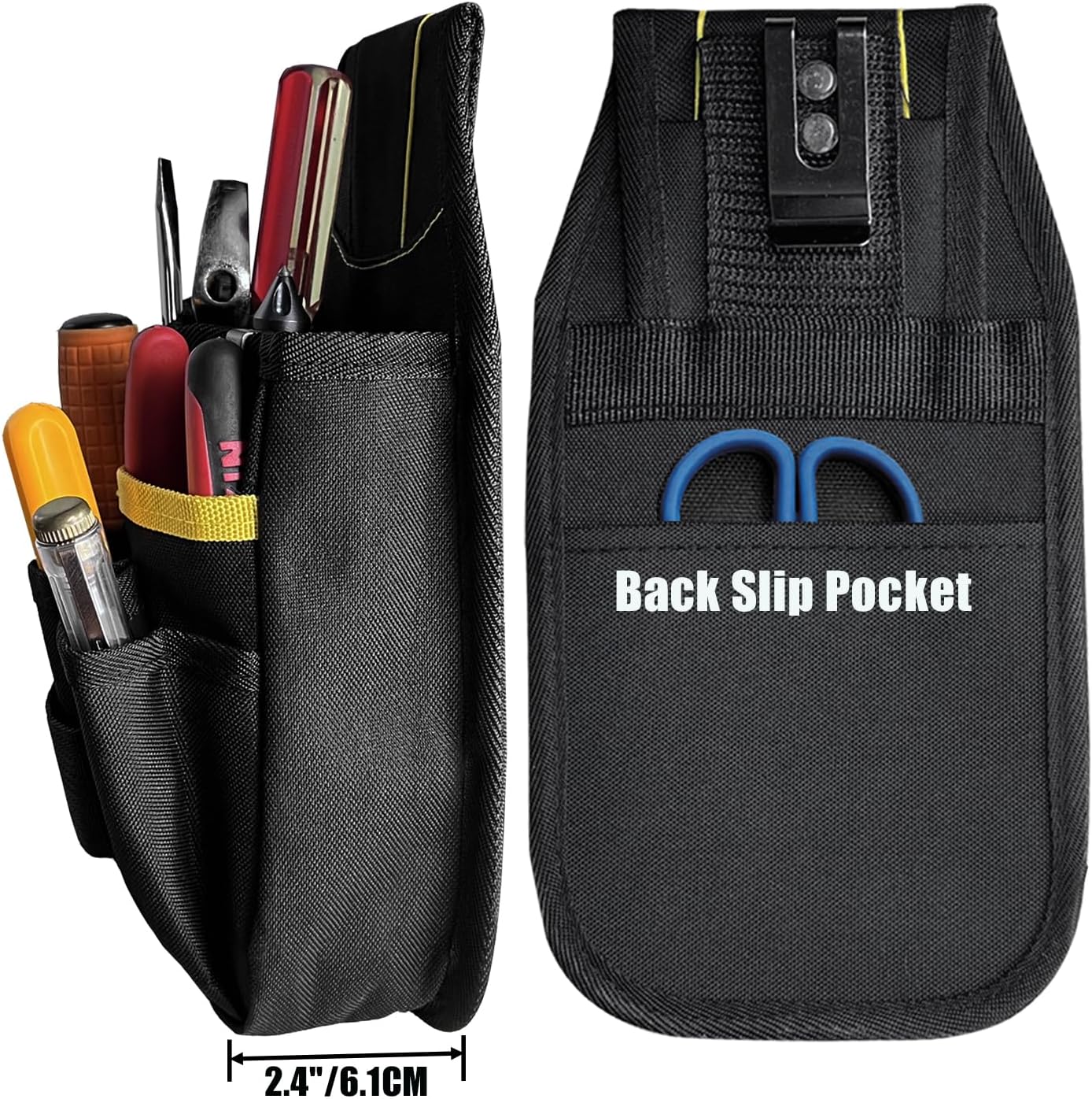 Small Tool Pouch with Belt Clip, Tool Pouch Holder,Multi Pocket Holster Organizer for Electrician Construction Maintenance,Durable Lightweight - Image 3