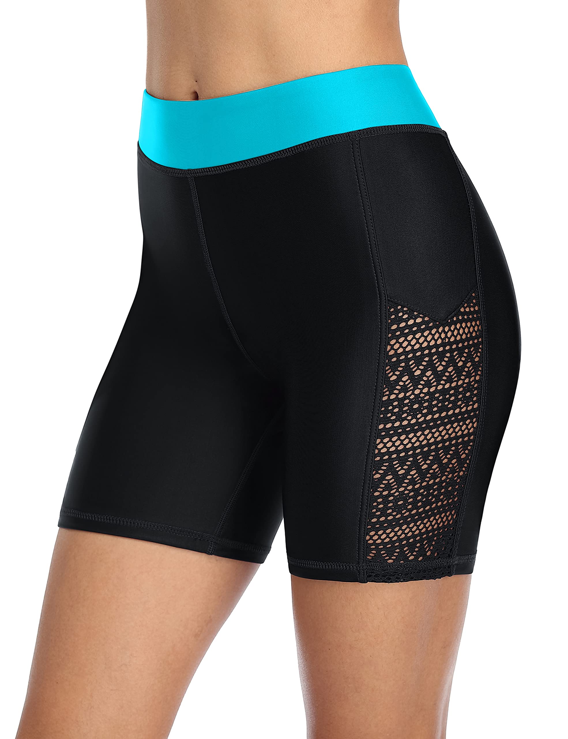 Women's Solid Stretch Board Shorts Swimwear Quick Dry Swim Shorts Swimsuit Bottom-image-9