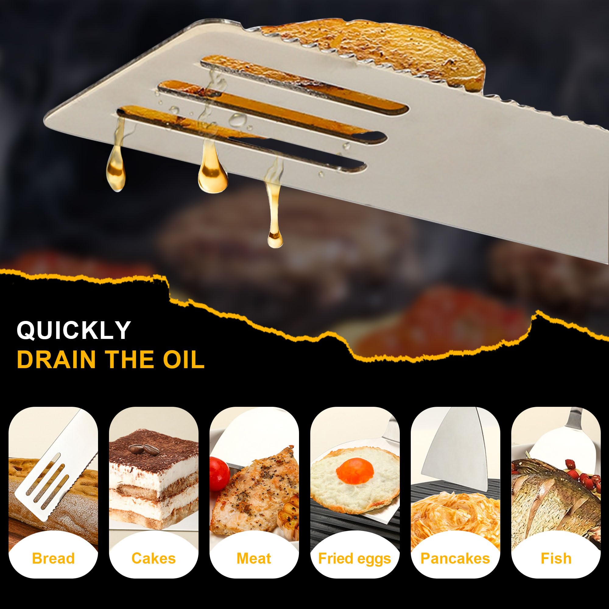 Gimars Set di 4 Spatole Professionali per Barbecue,Palette e Raschietto in Acciaio Inossidabile per Piastra Plancha,Accessori Teppanyaki Smash Burger Kit,Utensili per Griglia Barbecue Pizza