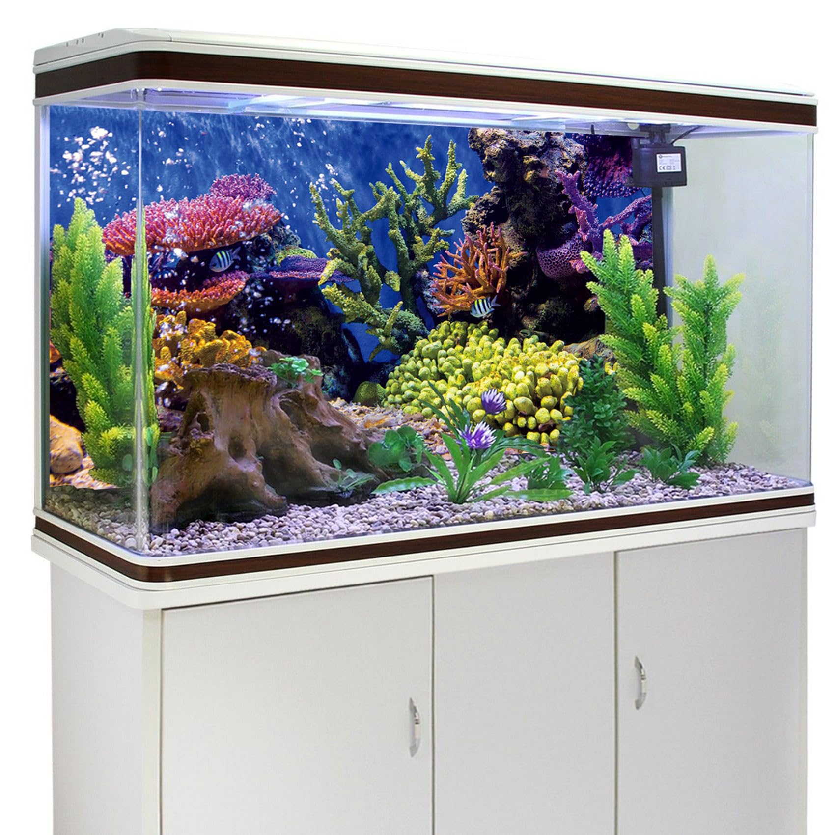 76x46cm Fondo de decoración de Acuario de Vinilo Duradero, telón de Fondo de póster de Tanque de Peces Submarino de Peces Tropicales de Coral - 4