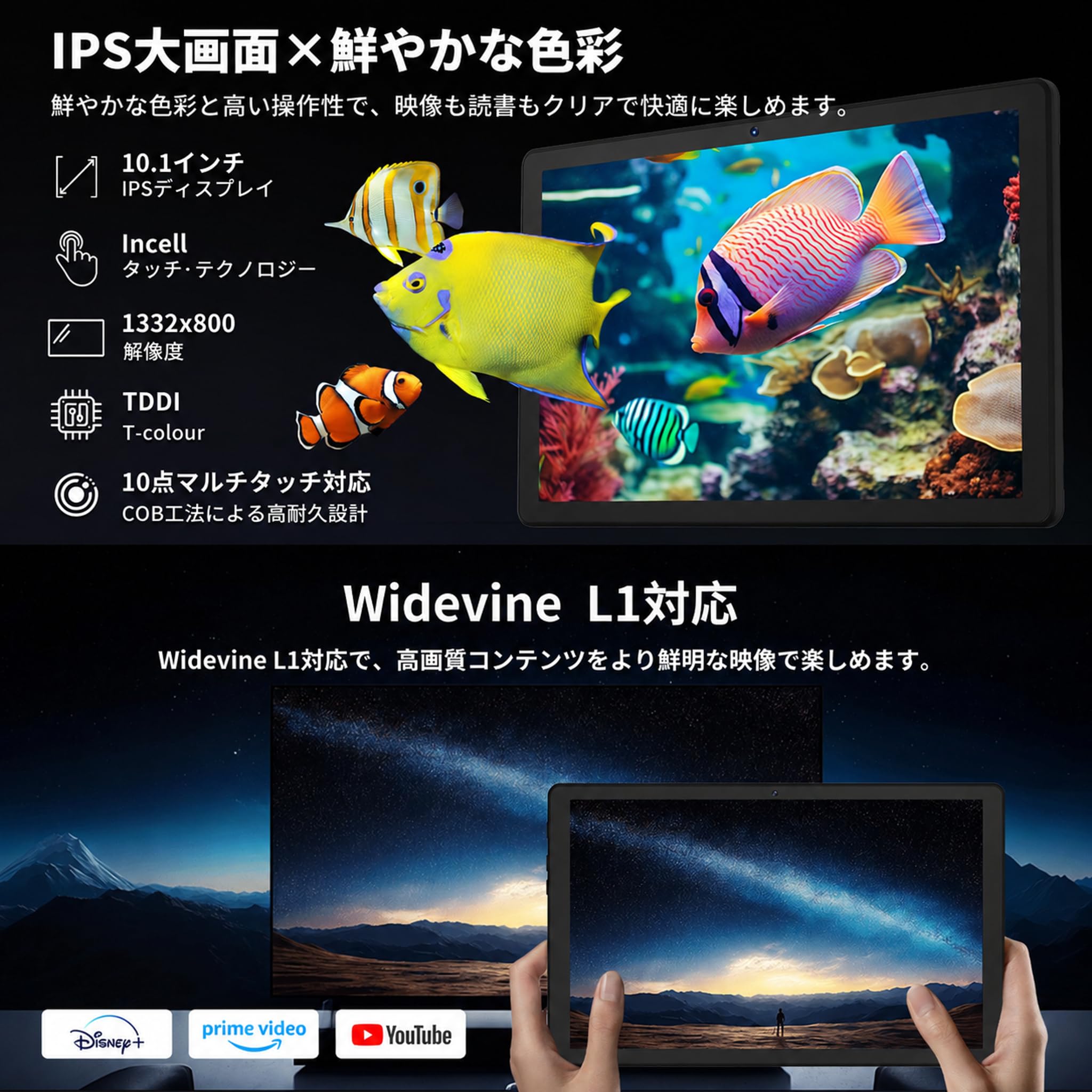 Amazon.co.jp: Tablet - HiGrace 10 Inch Android 15 Wi-Fi 6 Model