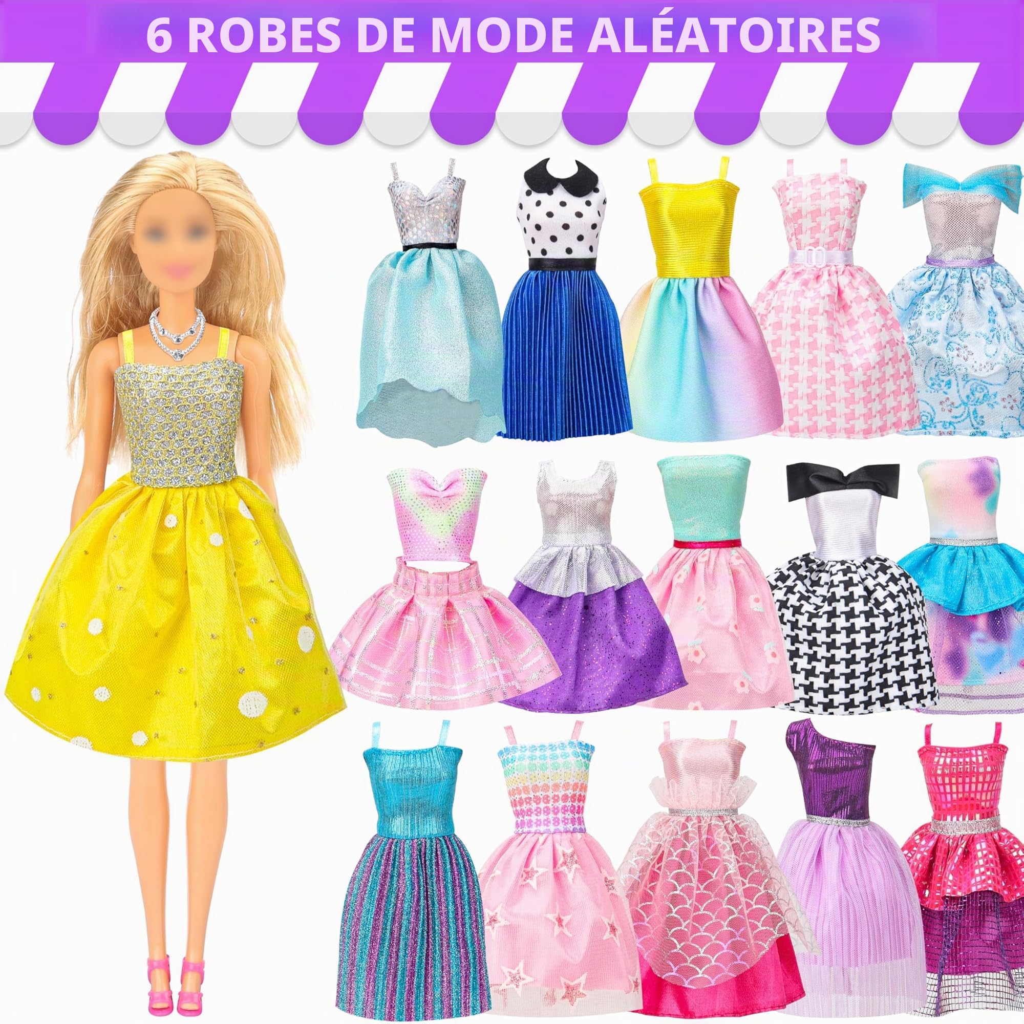 Ensemble cadeau de vêtements de poupée pour poupée et Barbie de 29,2 cm (4 robes de mariée, 2 robes de soirée, 8 robes tendance, 6 tenues décontractées, 2 maillots de bain, 10 chaussures, 20