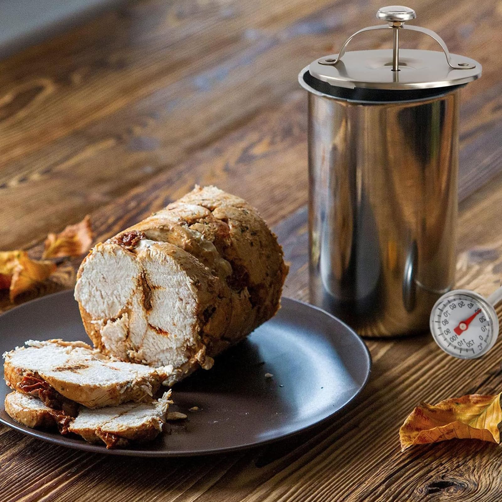 Schinkenpresse aus Edelstahl für hausgemachte Feinkostfleischpresse, mit Thermometer, perfekt für Hobbyköche und Restaurants