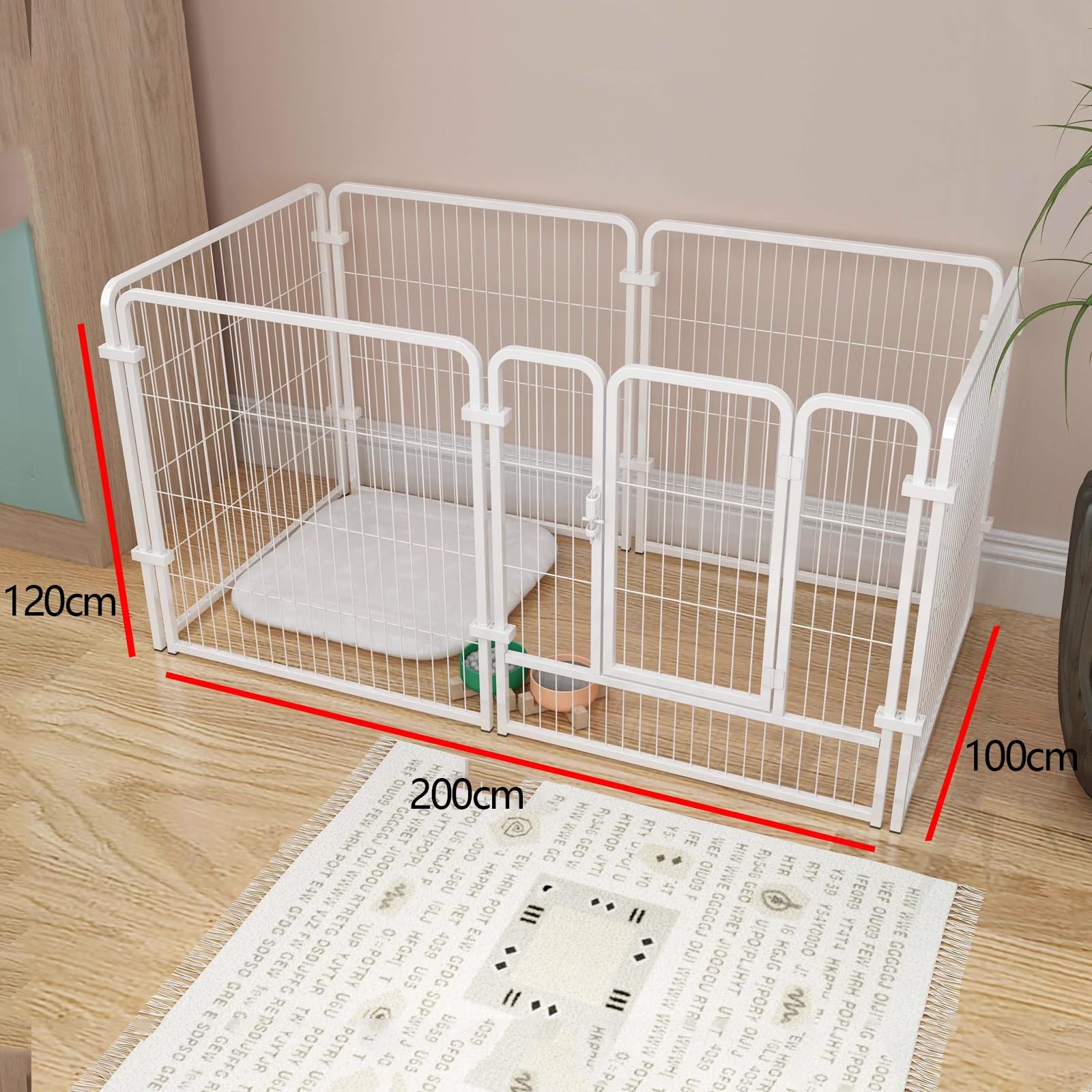 Recinto Portatile per Cani Campeggio Recinzione Giardino Esterno Metallo Moderno Facile da Montare Recinto per Gatti da Interno Facile da Pulire(White,200x100x120cm)