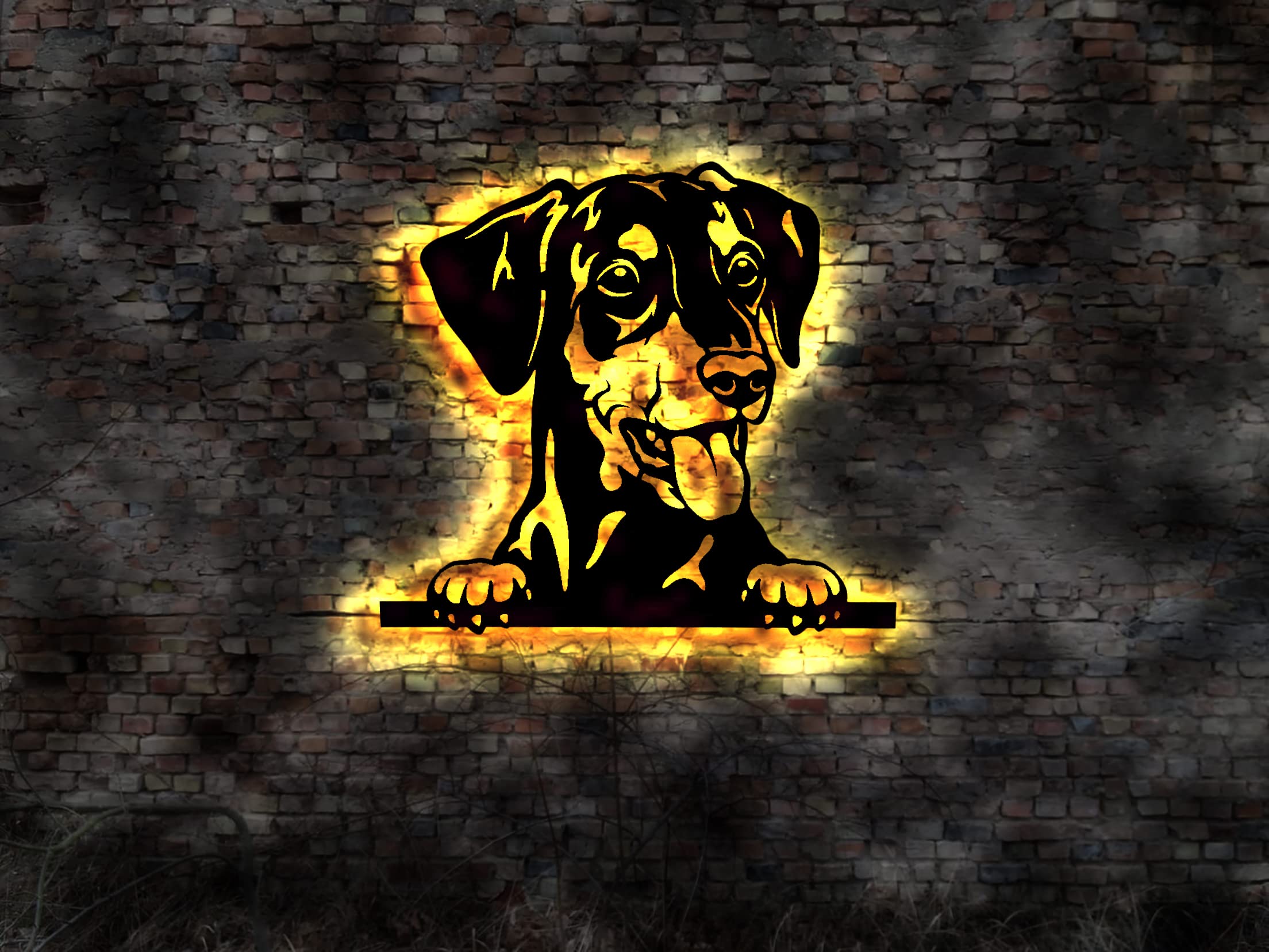 Veilleuse LED et autocollant mural 3D pinscher allemand en relief pour éclairage d'ambiance