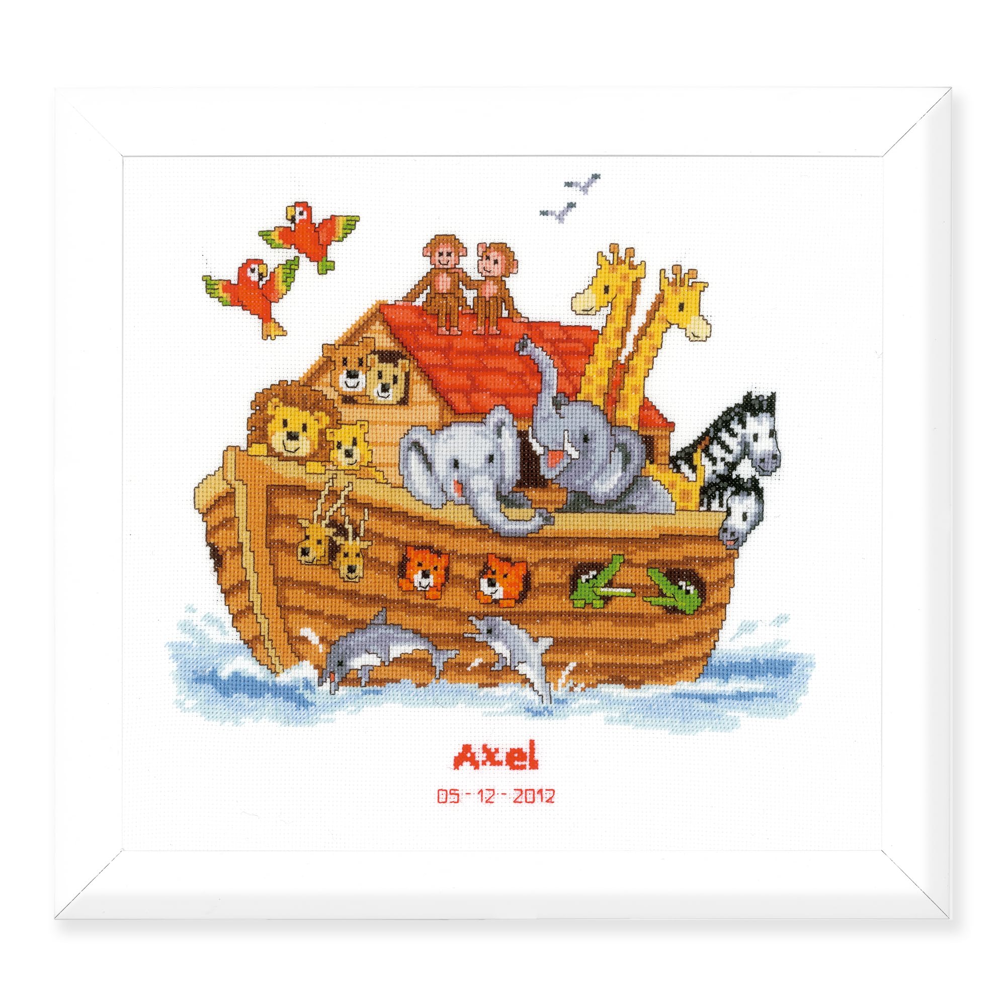 VERVACO Gezählter Kreuzstich Stickpackungen DIY Stickbilder Arche Noah Wanddekoration Handarbeit Set für Erwachsene Kreatives Handwerk ca. 33 x 31 cm Kreuzstichbilder Set Hausdeko