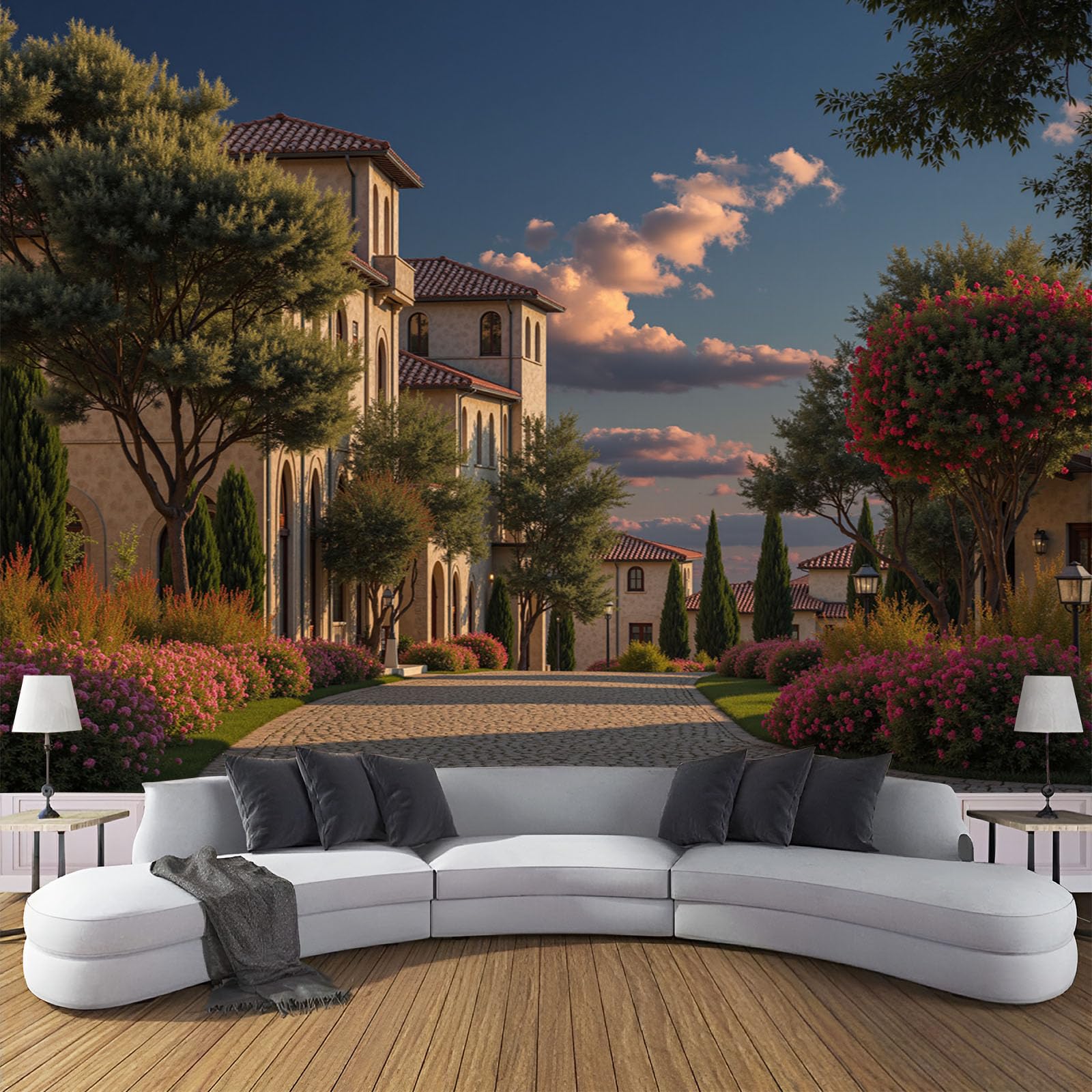 Papier peint panoramique ville européenne fresque murale intissée 350x256cm pour salon