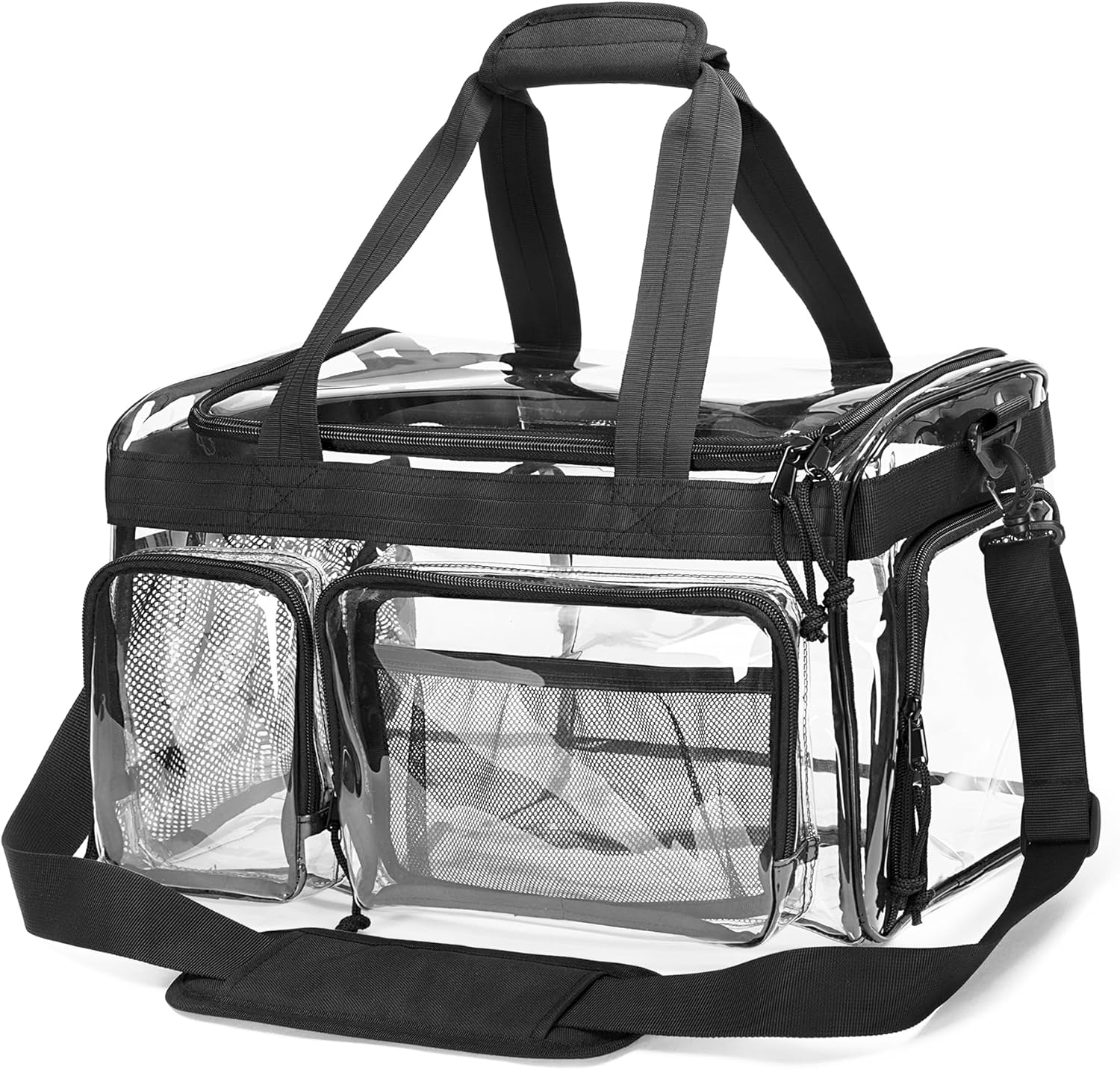 Yarwo Clear Bag Stadium Approved with Shoe Compartment, Collapsible Clear Sports Duffle Tote Bag with Adjustable Strap for Travel Work Concerts Baseball Golf Football Basketball Stadium Events