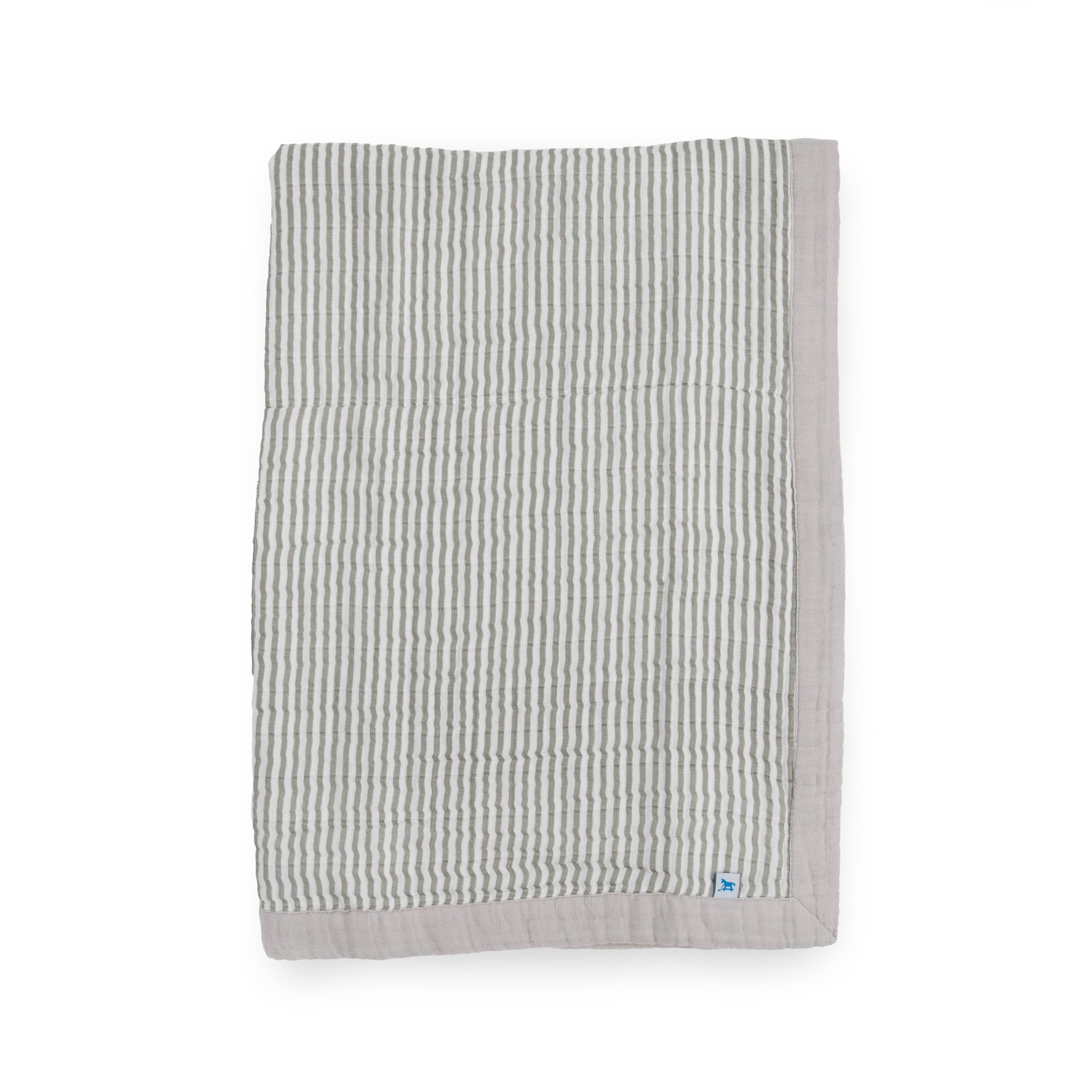 Little Unicorn Newborn Receiving Quilt | Ultra- Soft, Multi-Layered Muslin Fabric | Gift for Newborns &amp; on-The-go (Grey Stripe)